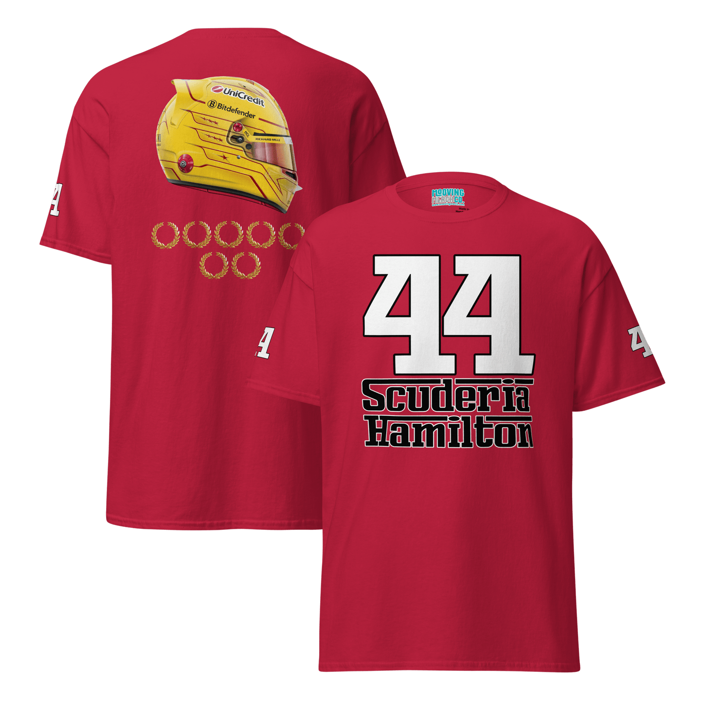 Lewis Hamilton Scuderia 44 Racing 7x WDC Celebration T-Shirt - Unisex - Mooving Merch