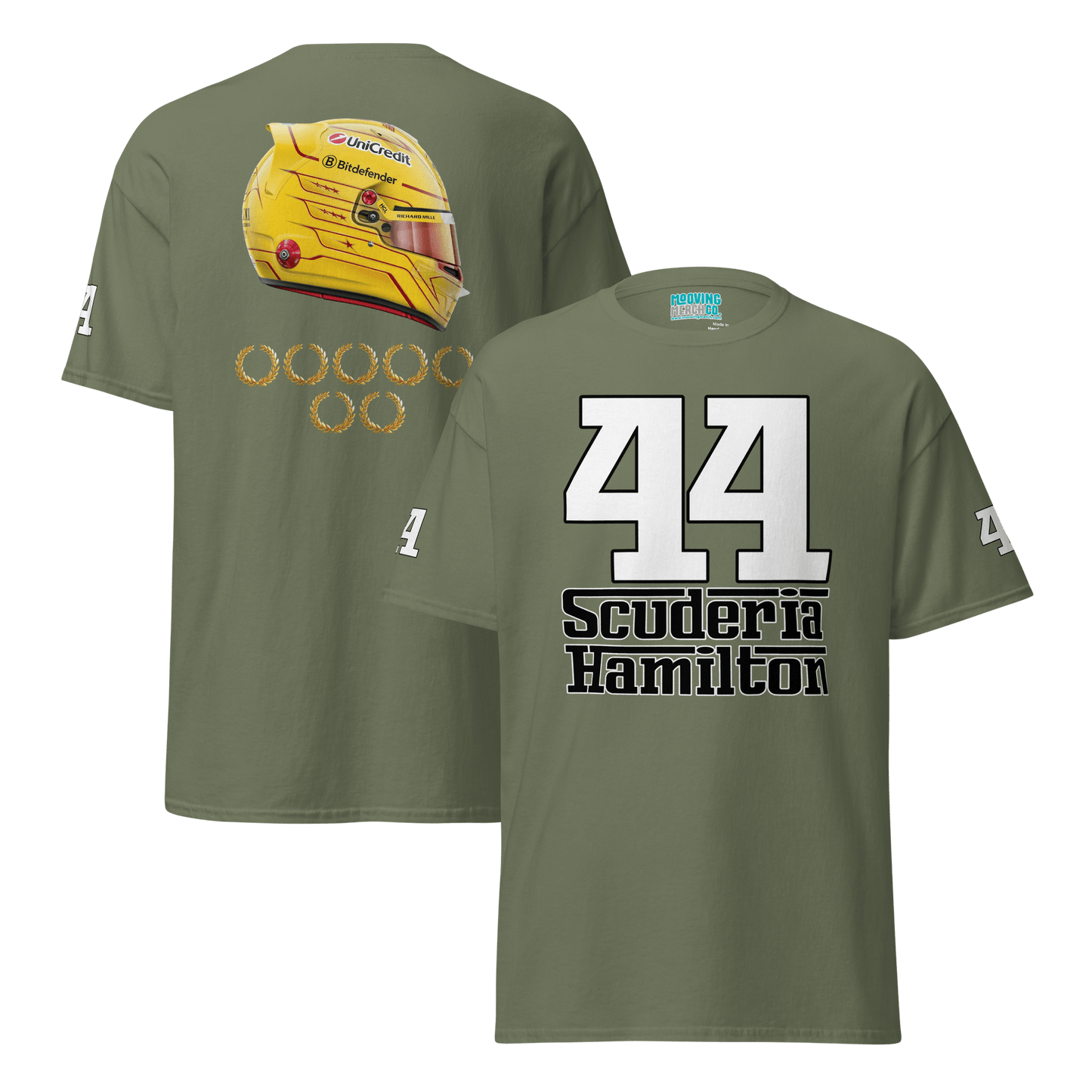 Lewis Hamilton Scuderia 44 Racing 7x WDC Celebration T-Shirt - Unisex - Mooving Merch