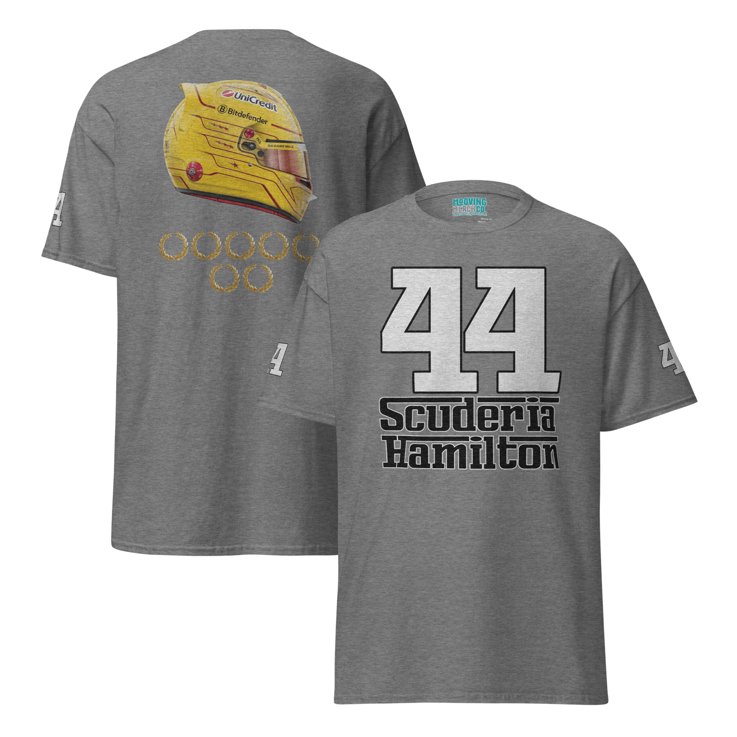 Lewis Hamilton Scuderia 44 Racing 7x WDC Celebration T-Shirt - Unisex - Mooving Merch
