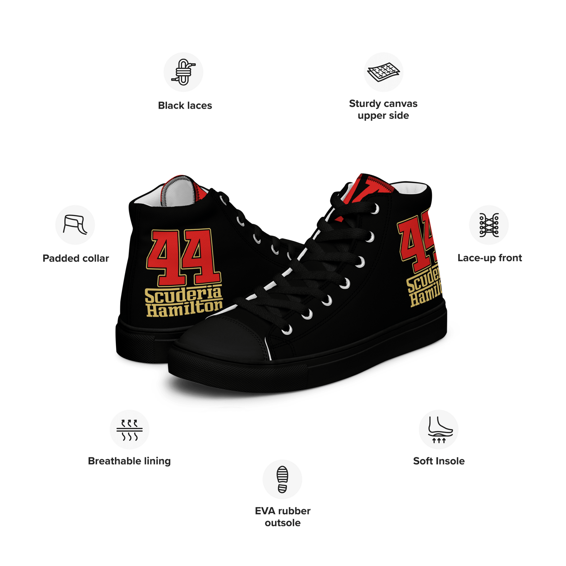 Lewis Hamilton Scuderia 44 Racing High - Top Sneakers - Men's - Mooving Merch