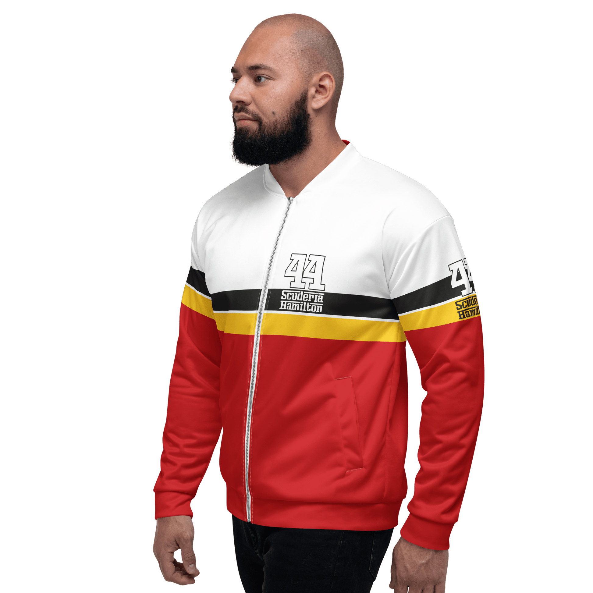 Lewis Hamilton Scuderia 44 Racing Team Bomber Jacket - Unisex - Mooving Merch