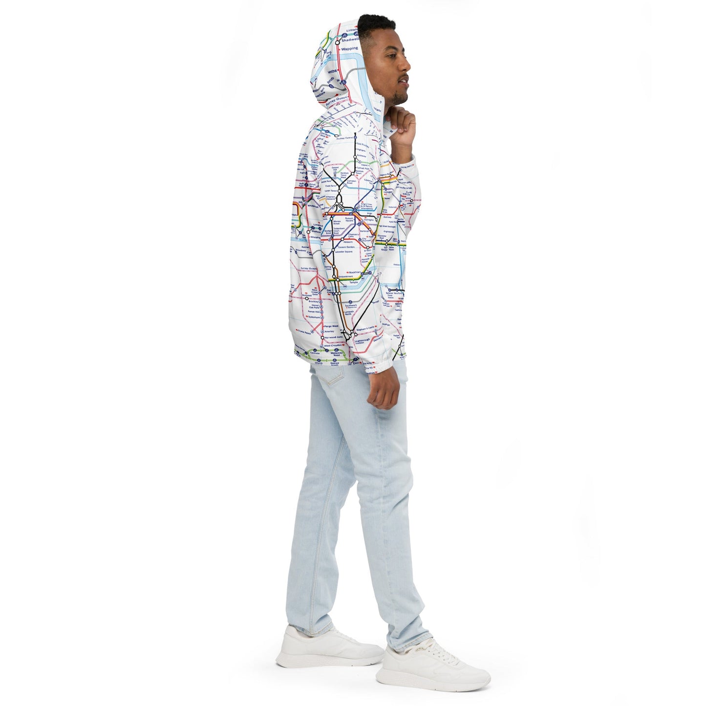 London Underground Tube Map Printed Mens Windbreaker - XS to 3XL - Mooving Merch