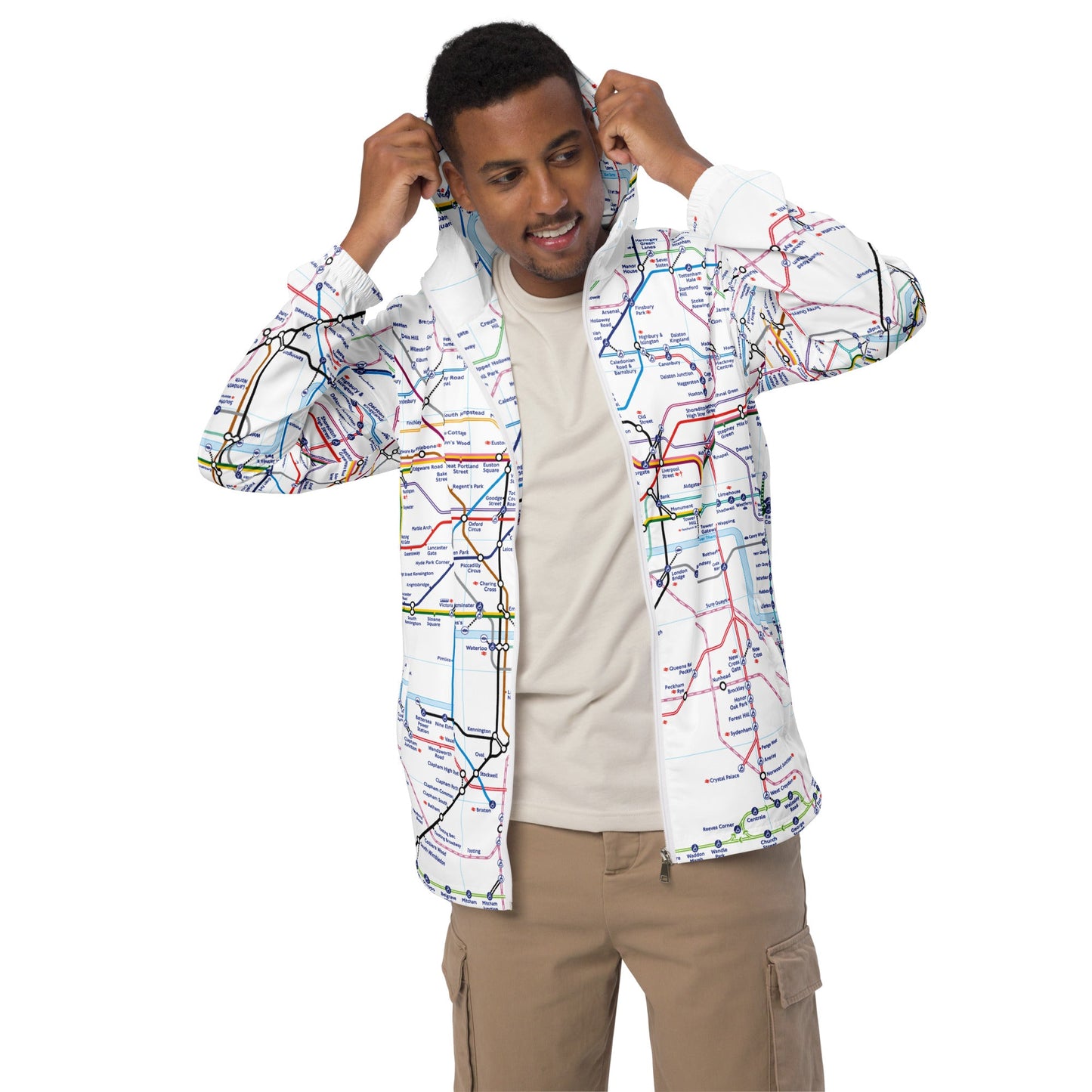 London Underground Tube Map Printed Mens Windbreaker - XS to 3XL - Mooving Merch