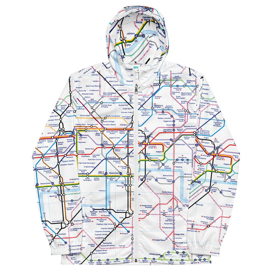London Underground Tube Map Printed Mens Windbreaker - XS to 3XL - Mooving Merch