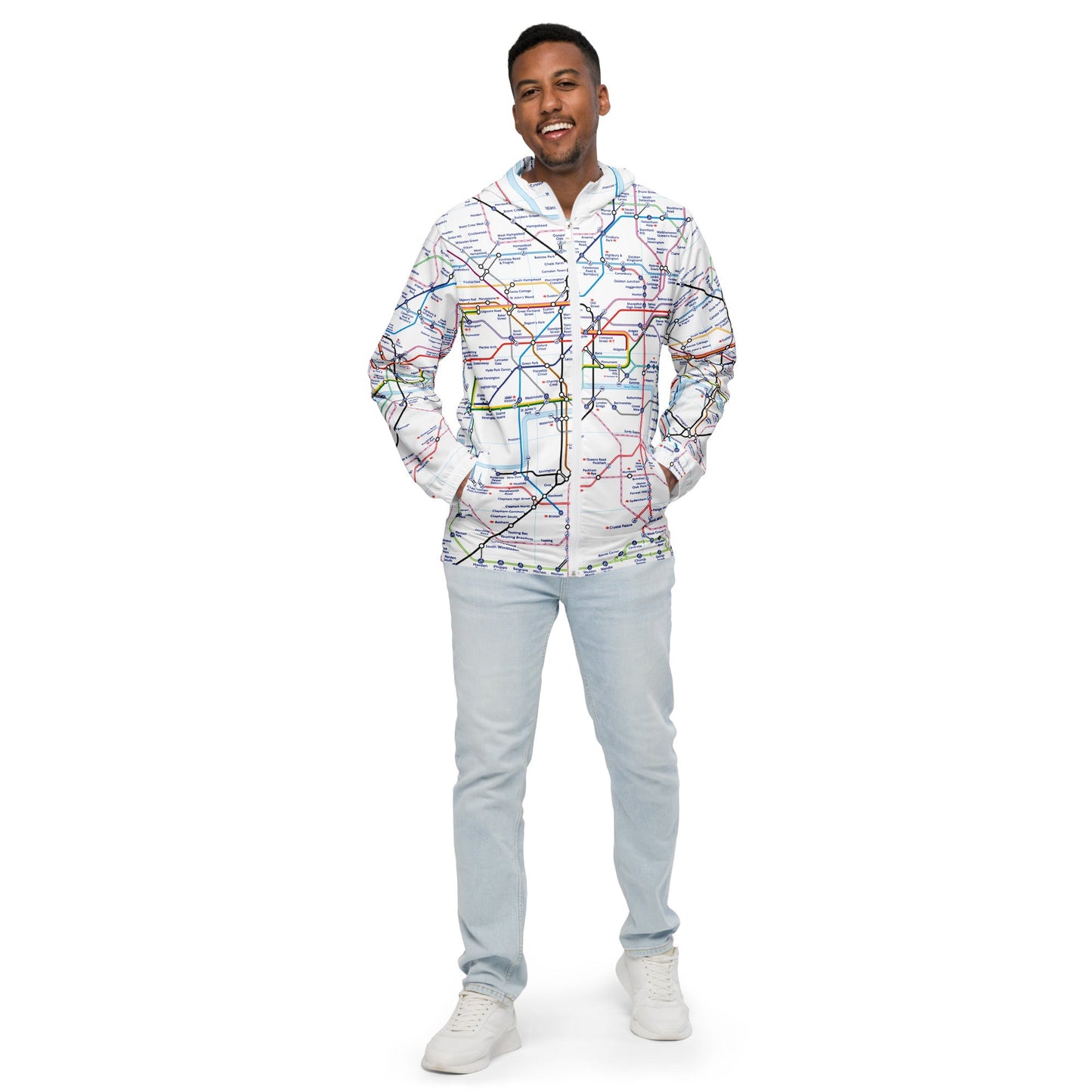 London Underground Tube Map Printed Mens Windbreaker - XS to 3XL - Mooving Merch