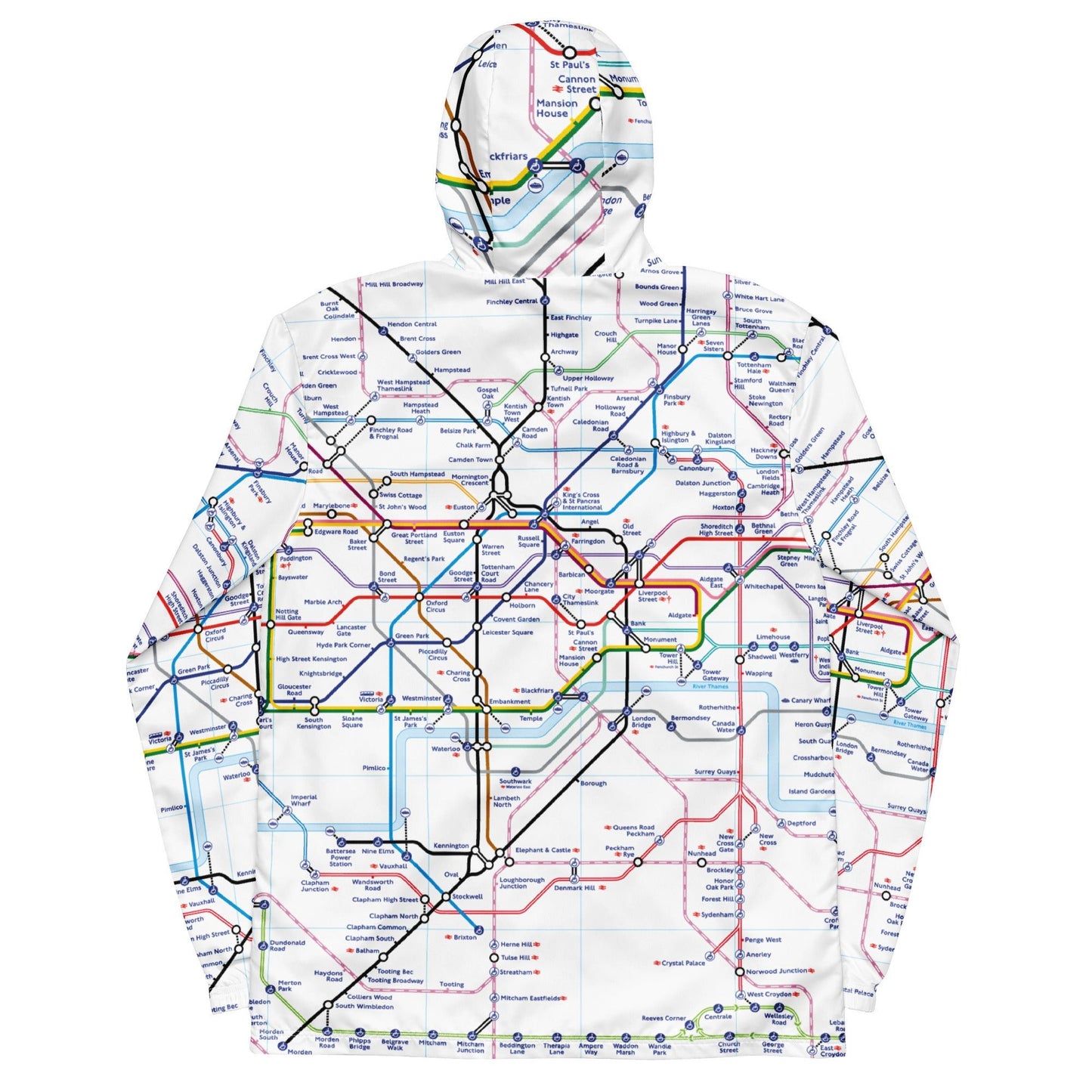 London Underground Tube Map Printed Mens Windbreaker - XS to 3XL - Mooving Merch