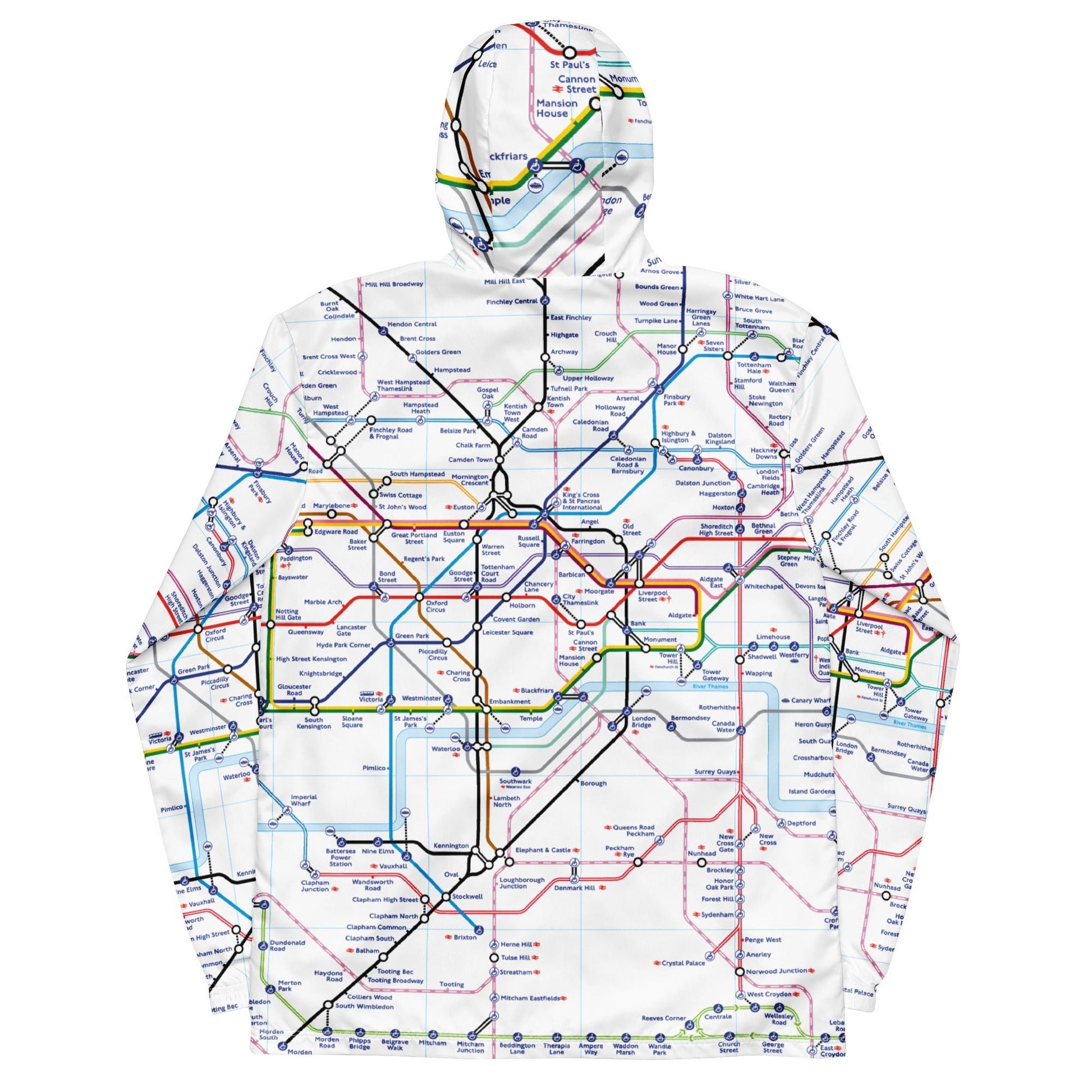 London Underground Tube Map Printed Mens Windbreaker - XS to 3XL - Mooving Merch