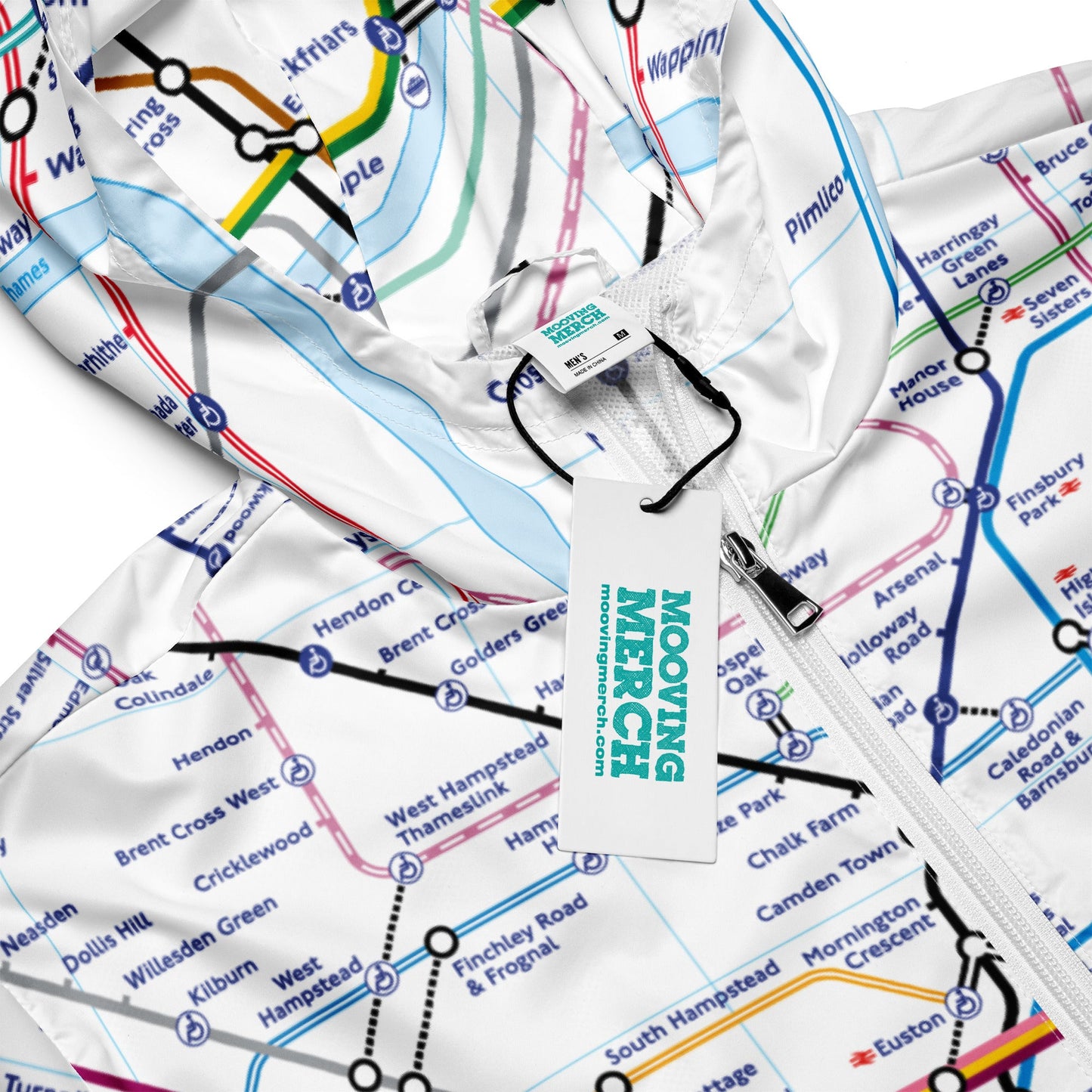 London Underground Tube Map Printed Mens Windbreaker - XS to 3XL - Mooving Merch