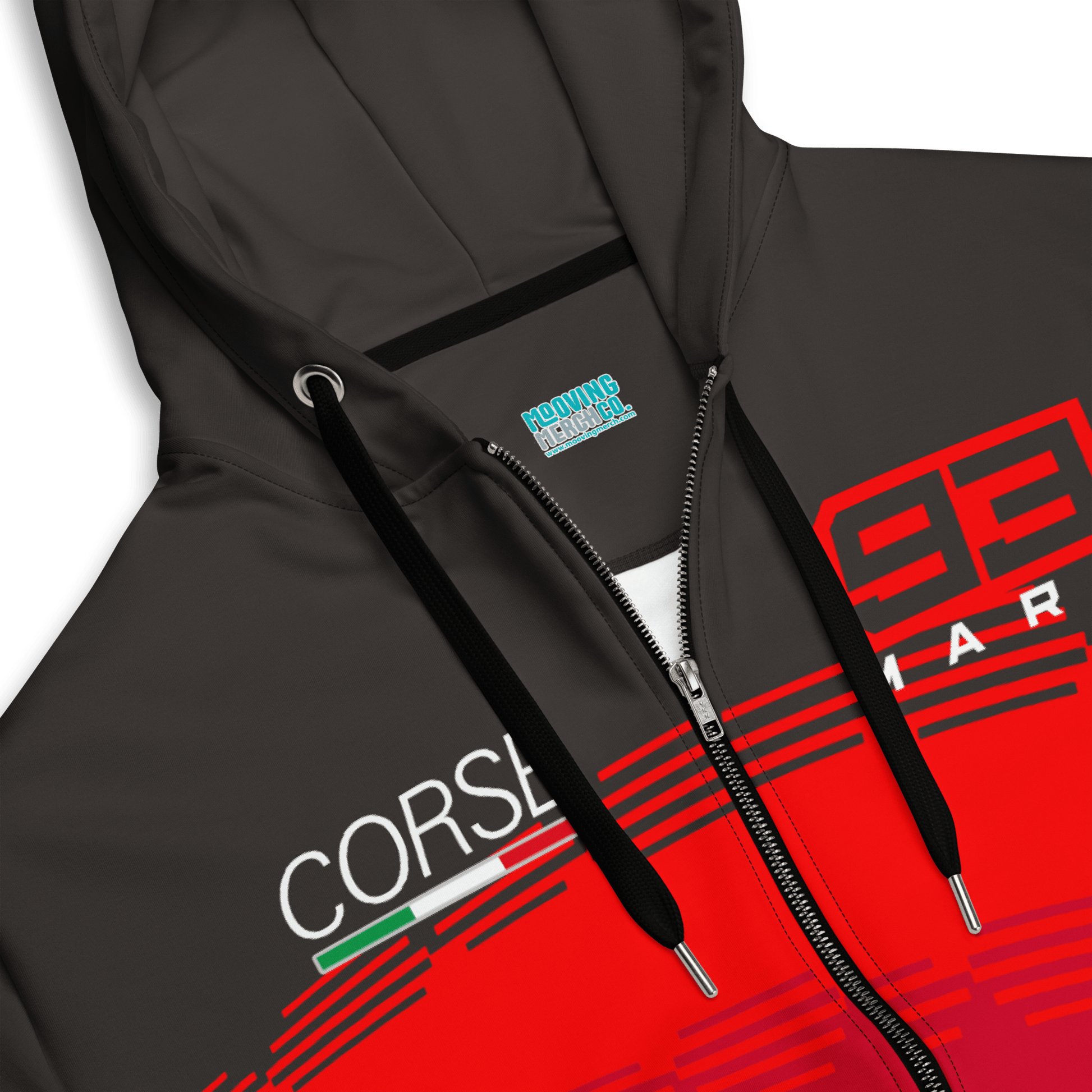 Marc Marquez 93 Ducati Corse Zipped Hoodie - Unisex - Mooving Merch