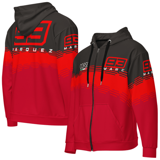 Marc Marquez 93 Ducati Corse Zipped Hoodie - Unisex - Mooving Merch