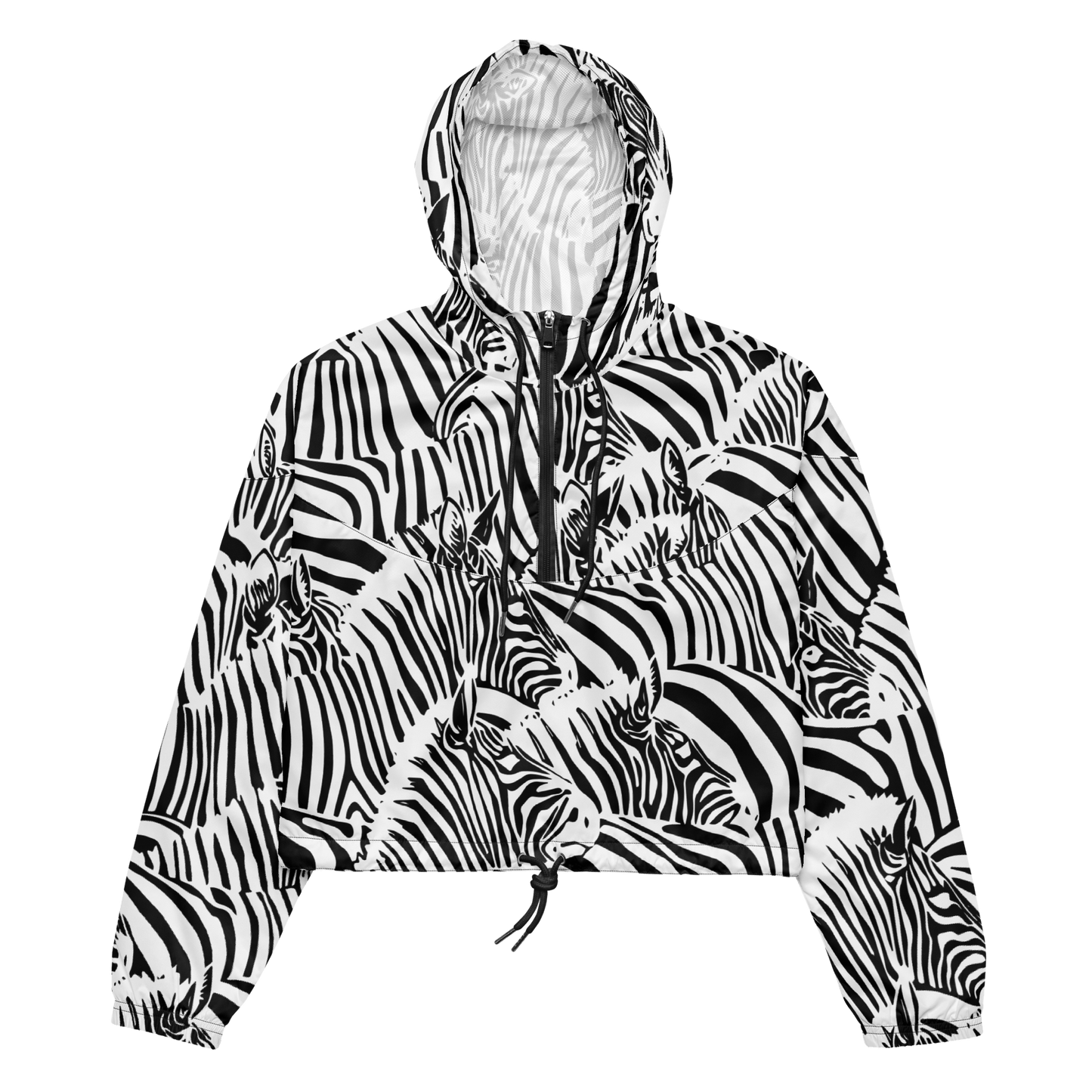 M.C. Escher Zebra Print Ladies Cropped Windbreaker - XS to 2XL - Mooving Merch