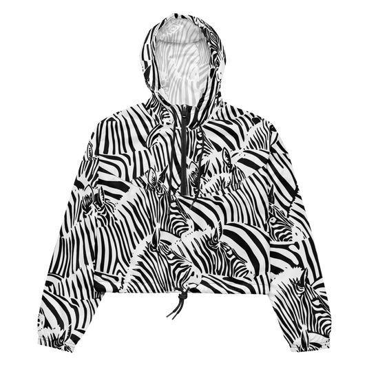 M.C. Escher Zebra Print Ladies Cropped Windbreaker - XS to 2XL - Mooving Merch