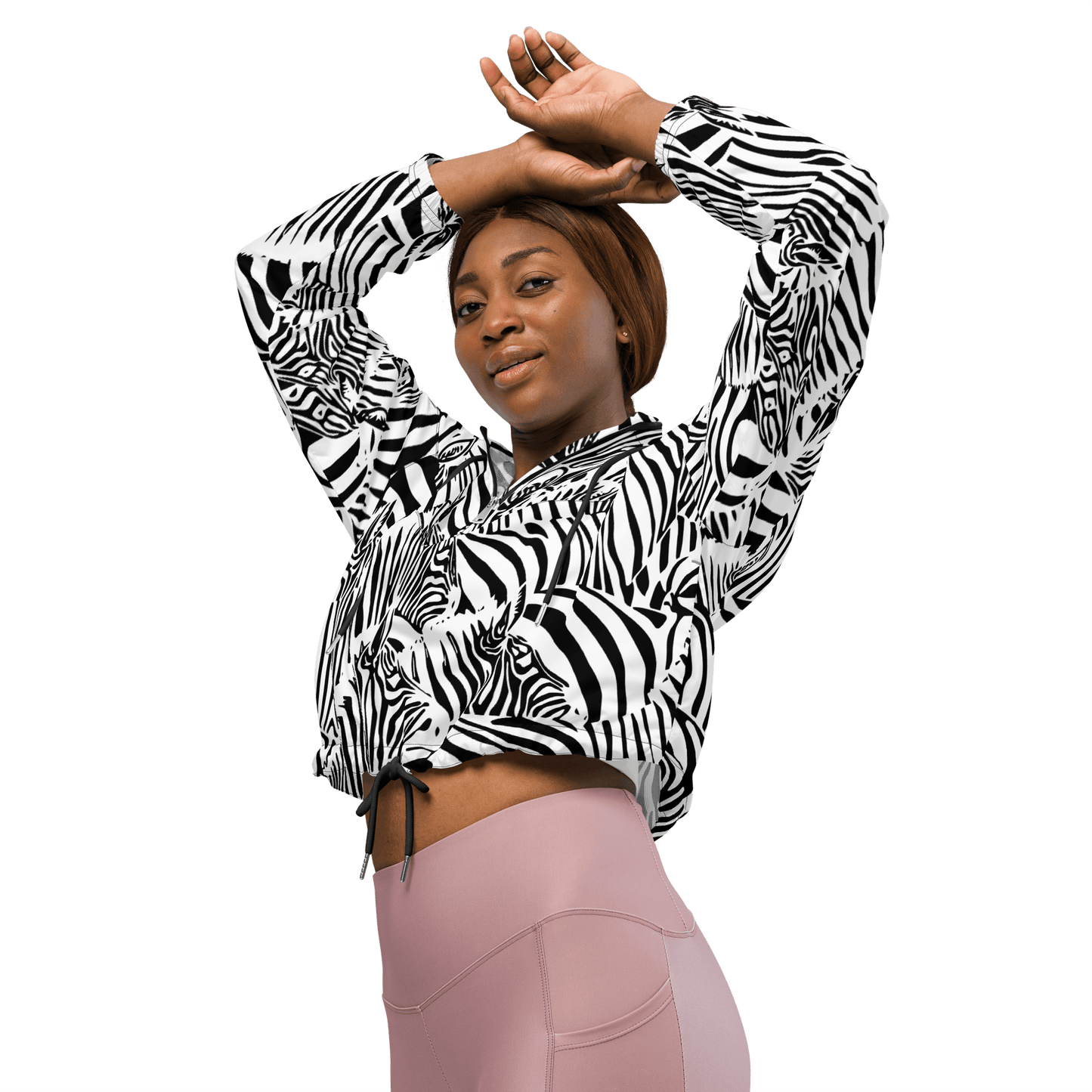 M.C. Escher Zebra Print Ladies Cropped Windbreaker - XS to 2XL - Mooving Merch