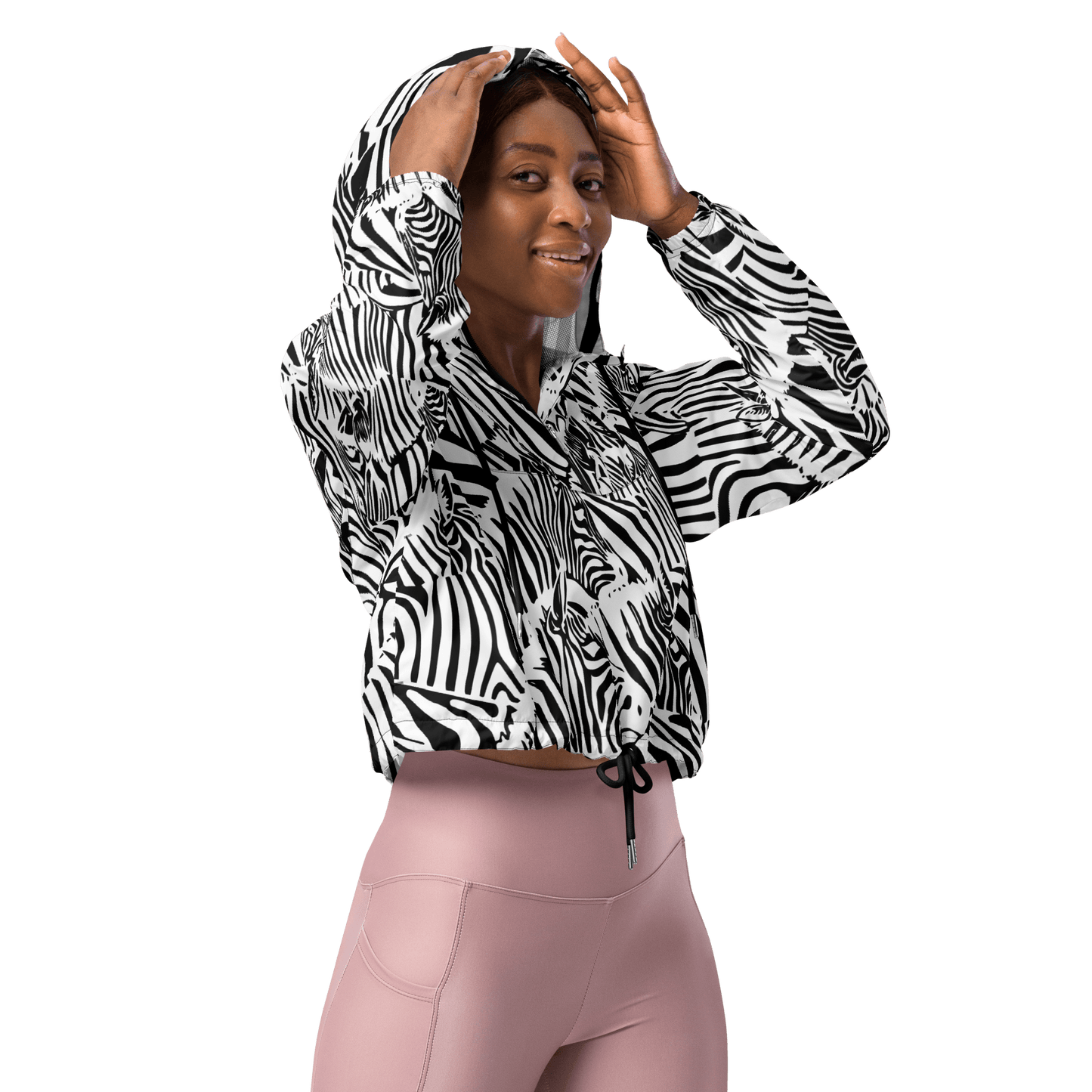 M.C. Escher Zebra Print Ladies Cropped Windbreaker - XS to 2XL - Mooving Merch