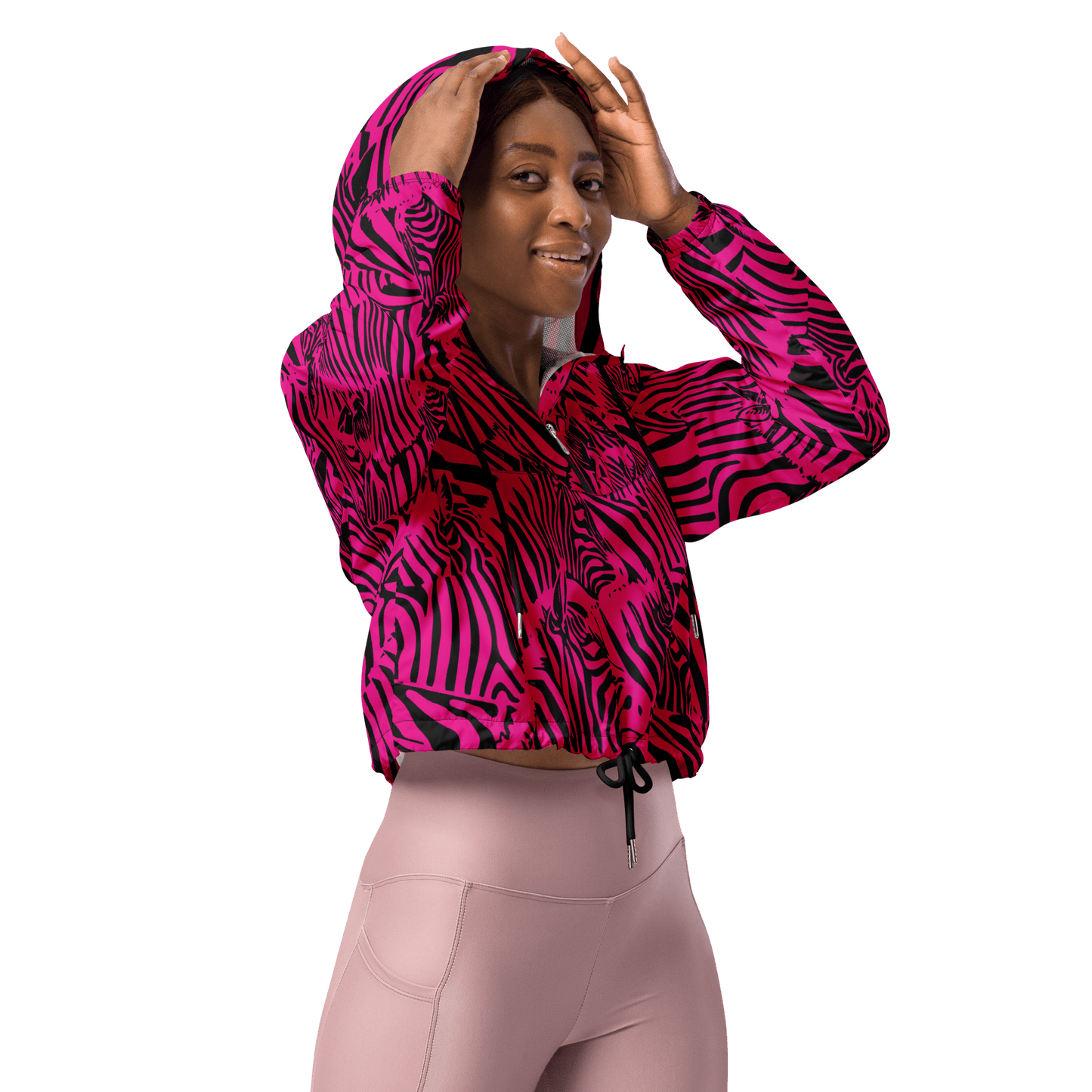 M.C. Escher Zebra Print Ladies Cropped Windbreaker - XS to 2XL - Mooving Merch