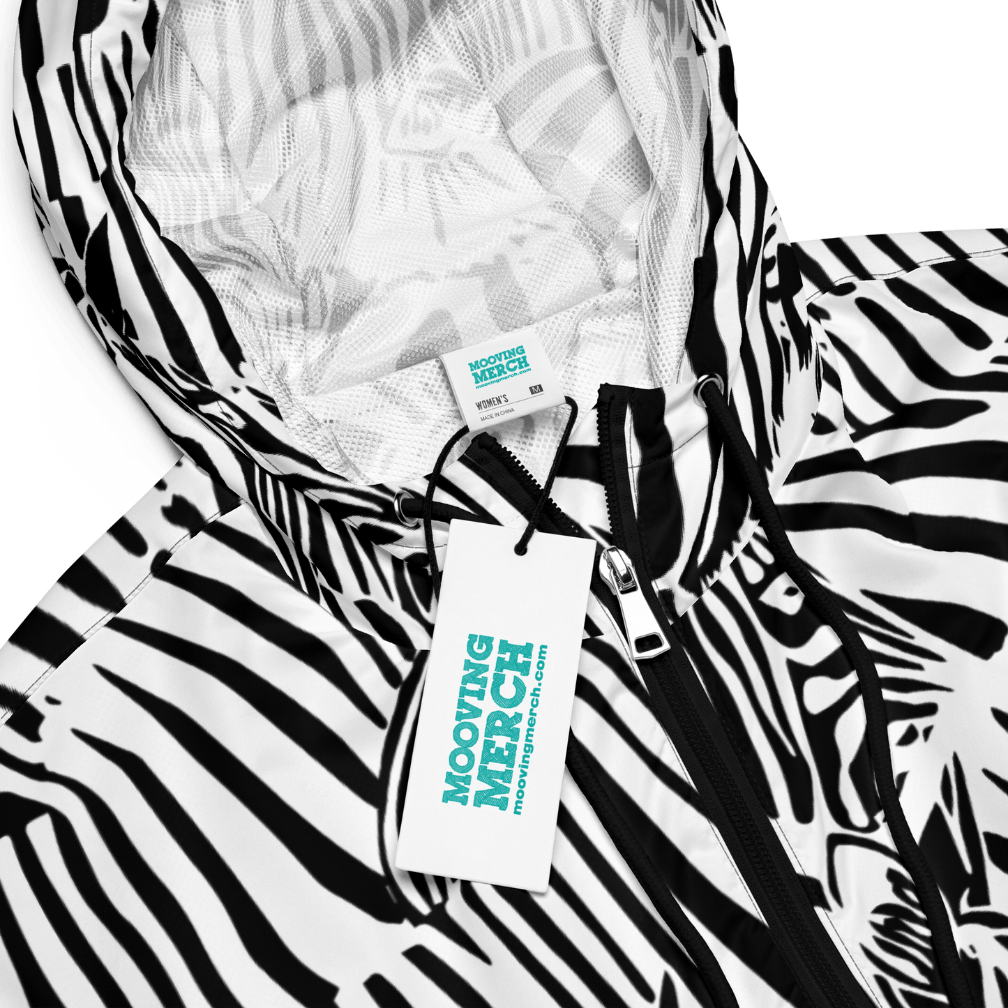 M.C. Escher Zebra Print Ladies Cropped Windbreaker - XS to 2XL - Mooving Merch