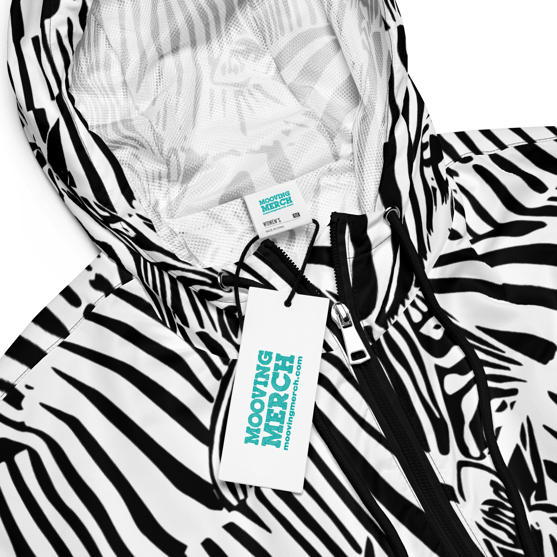 M.C. Escher Zebra Print Ladies Cropped Windbreaker - XS to 2XL - Mooving Merch