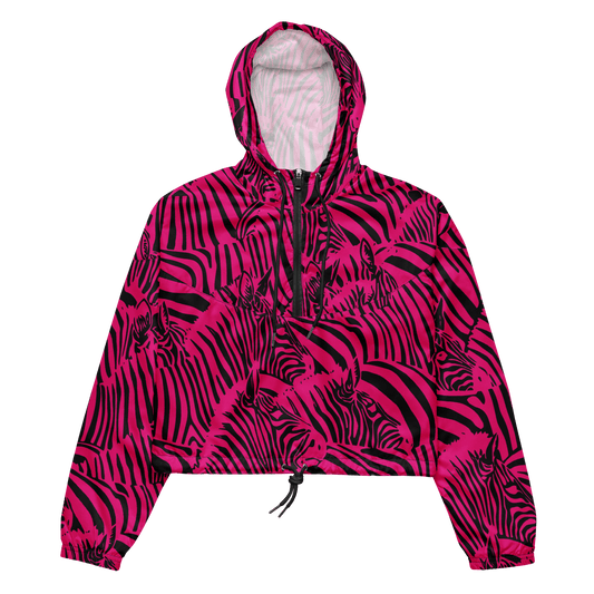 M.C. Escher Zebra Print Ladies Cropped Windbreaker - XS to 2XL - Mooving Merch