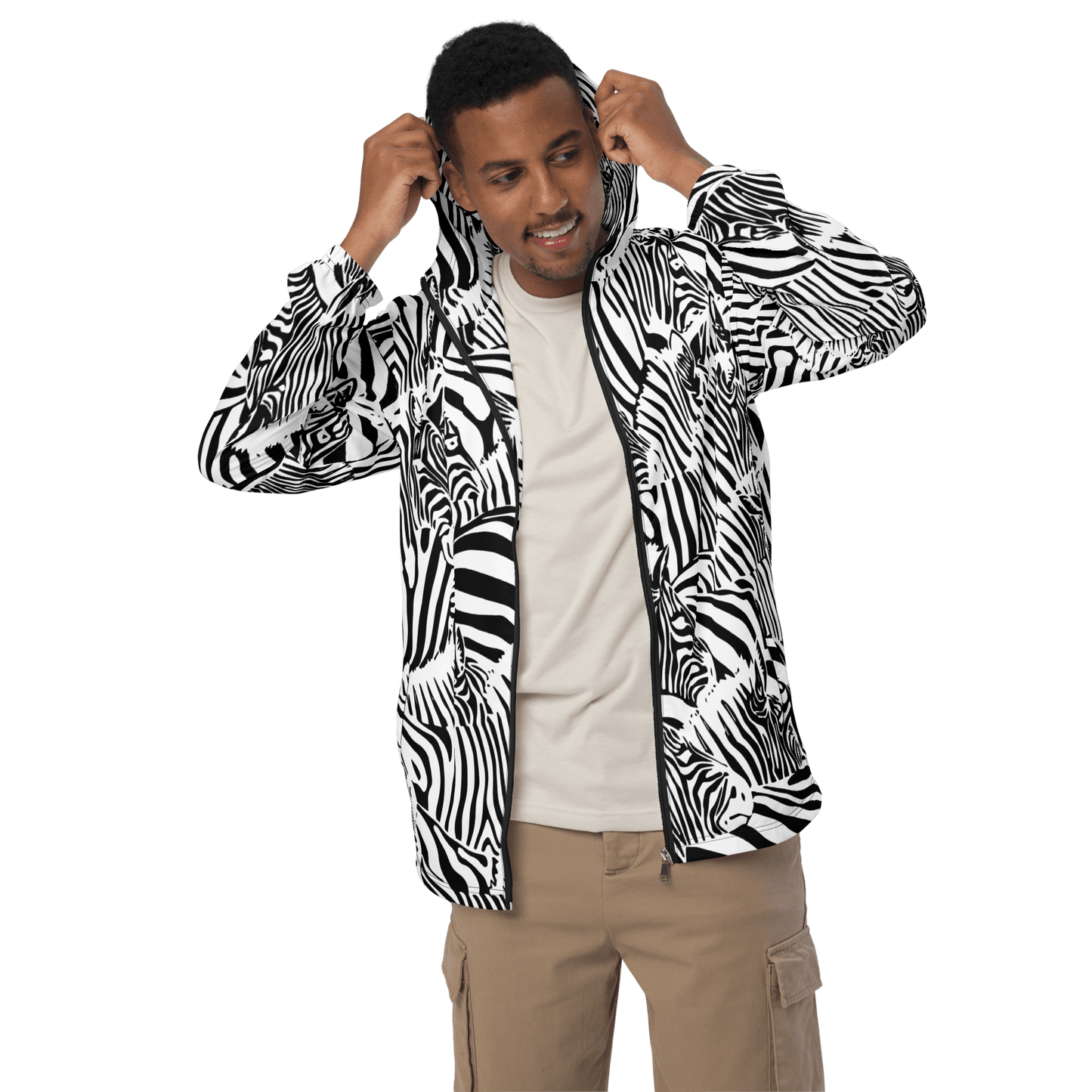 M.C Escher Zebra Print Men's Windbreaker - XS - 3XL - Mooving Merch