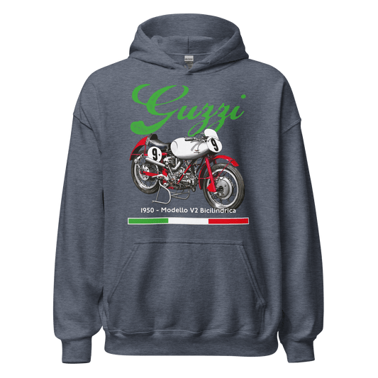 Moto Guzzi V2 Bicilindrica Vintage Motorcycle Hoodie - Unisex - Mooving Merch