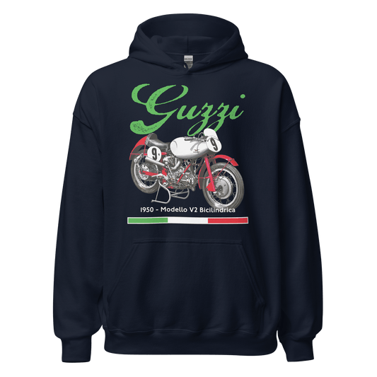 Moto Guzzi V2 Bicilindrica Vintage Motorcycle Hoodie - Unisex - Mooving Merch