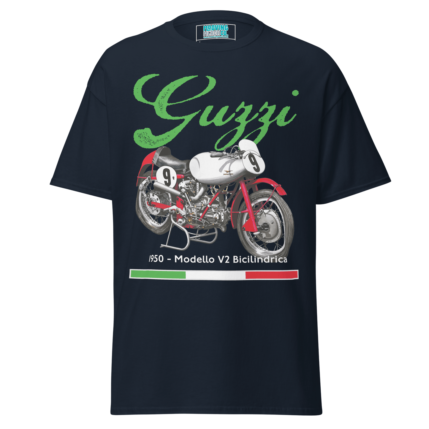 Moto Guzzi V2 Bicilindrica Vintage Motorcycle T-Shirt - Unisex - Mooving Merch