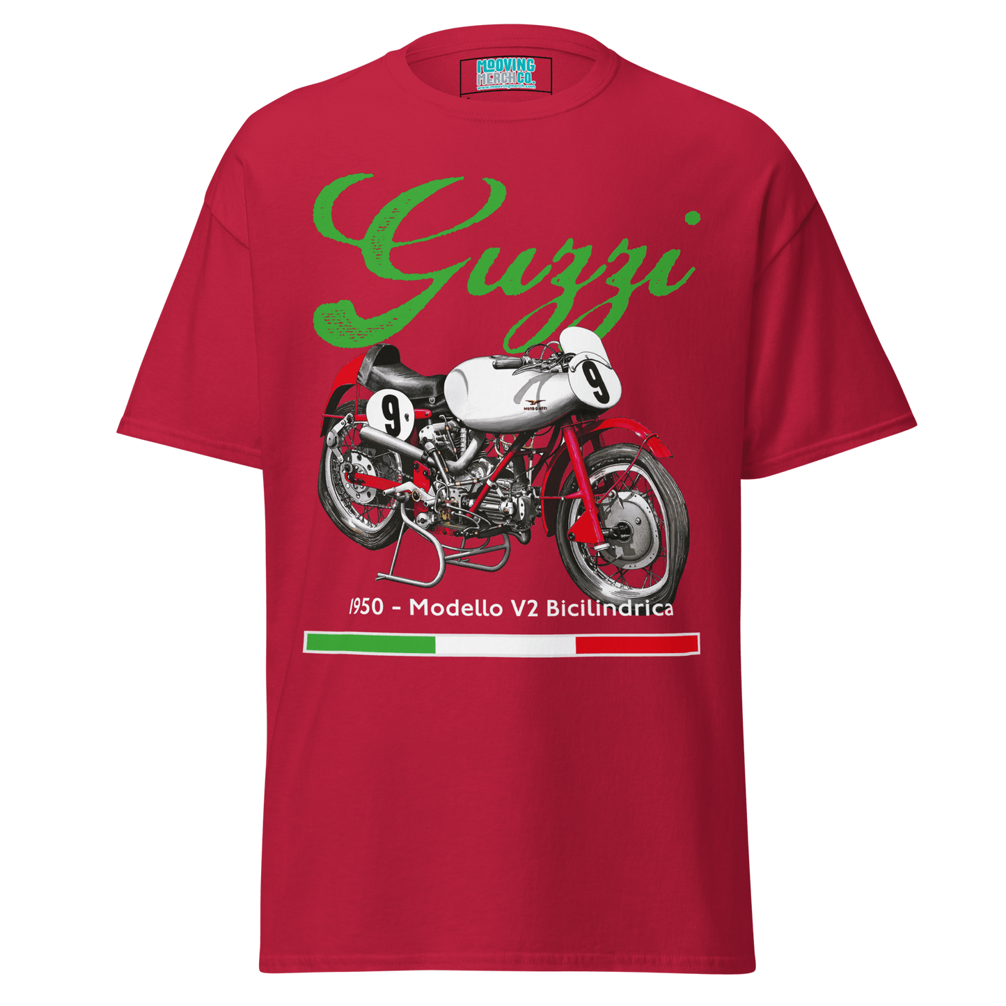 Moto Guzzi V2 Bicilindrica Vintage Motorcycle T-Shirt - Unisex - Mooving Merch