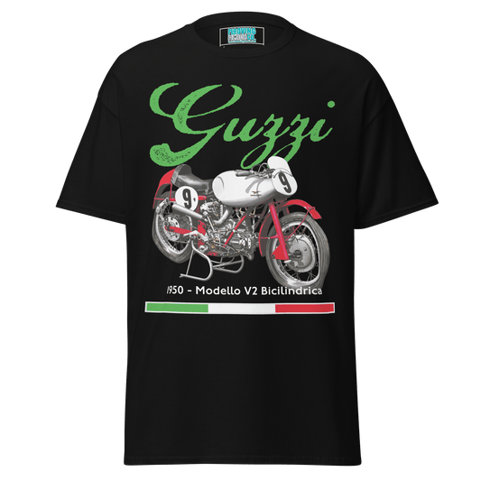 Moto Guzzi V2 Bicilindrica Vintage Motorcycle T-Shirt - Unisex - Mooving Merch