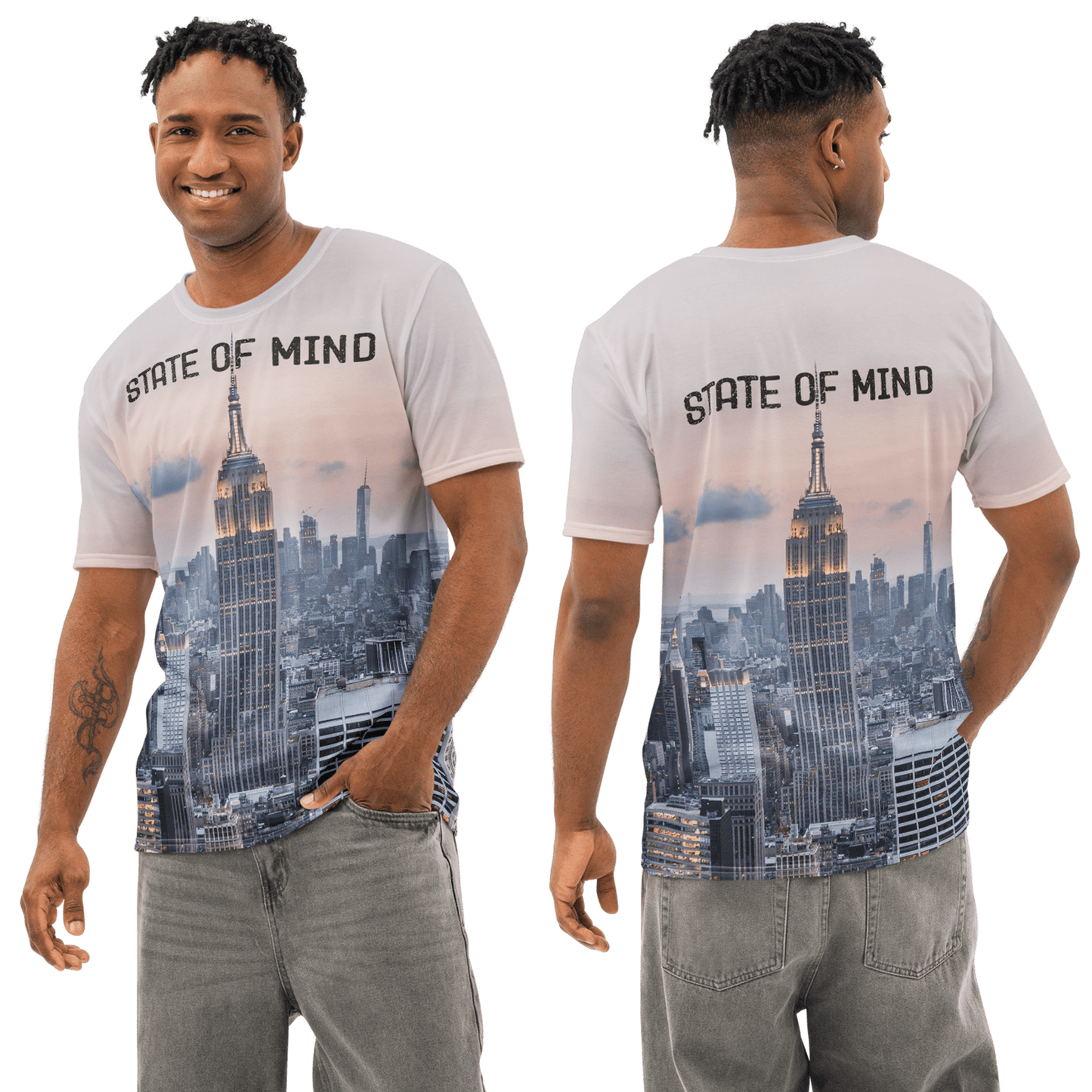 New York City Empire State All - Over - Print COTTON T-Shirt - Men's - Mooving Merch