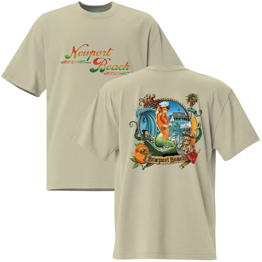 Newport Beach Balboa Oversized Faded Surf T-Shirt - Unisex - Mooving Merch