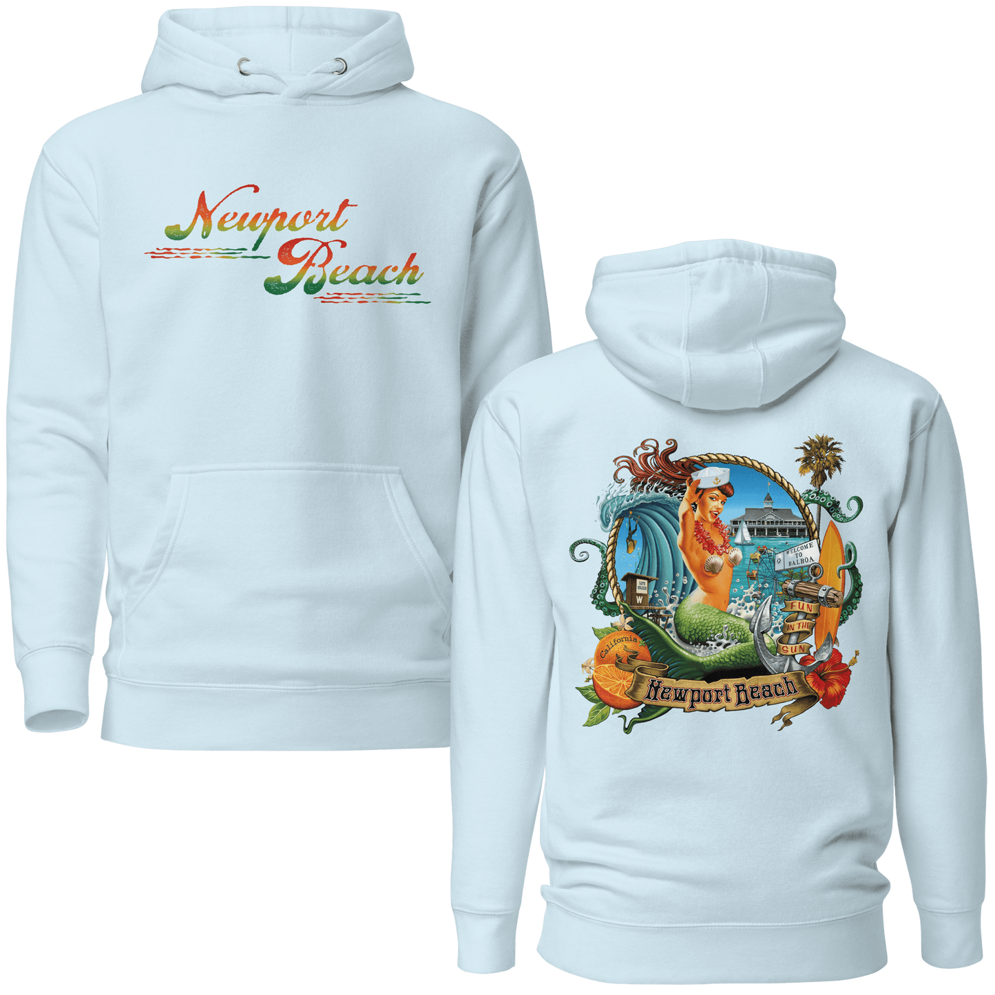 Newport Beach / Balboa Peninsula Surf Hoodie - Unisex - Mooving Merch