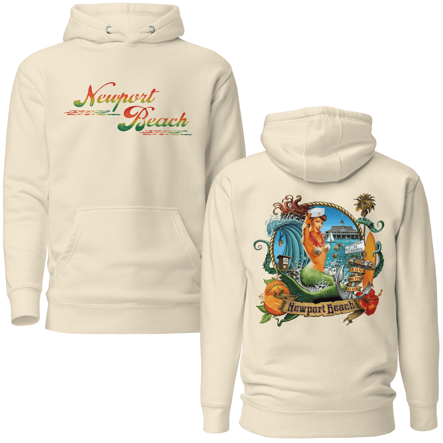 Newport Beach / Balboa Peninsula Surf Hoodie - Unisex - Mooving Merch
