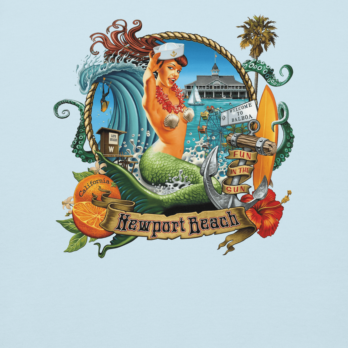 Newport Beach / Balboa Peninsula Surf Hoodie - Unisex - Mooving Merch