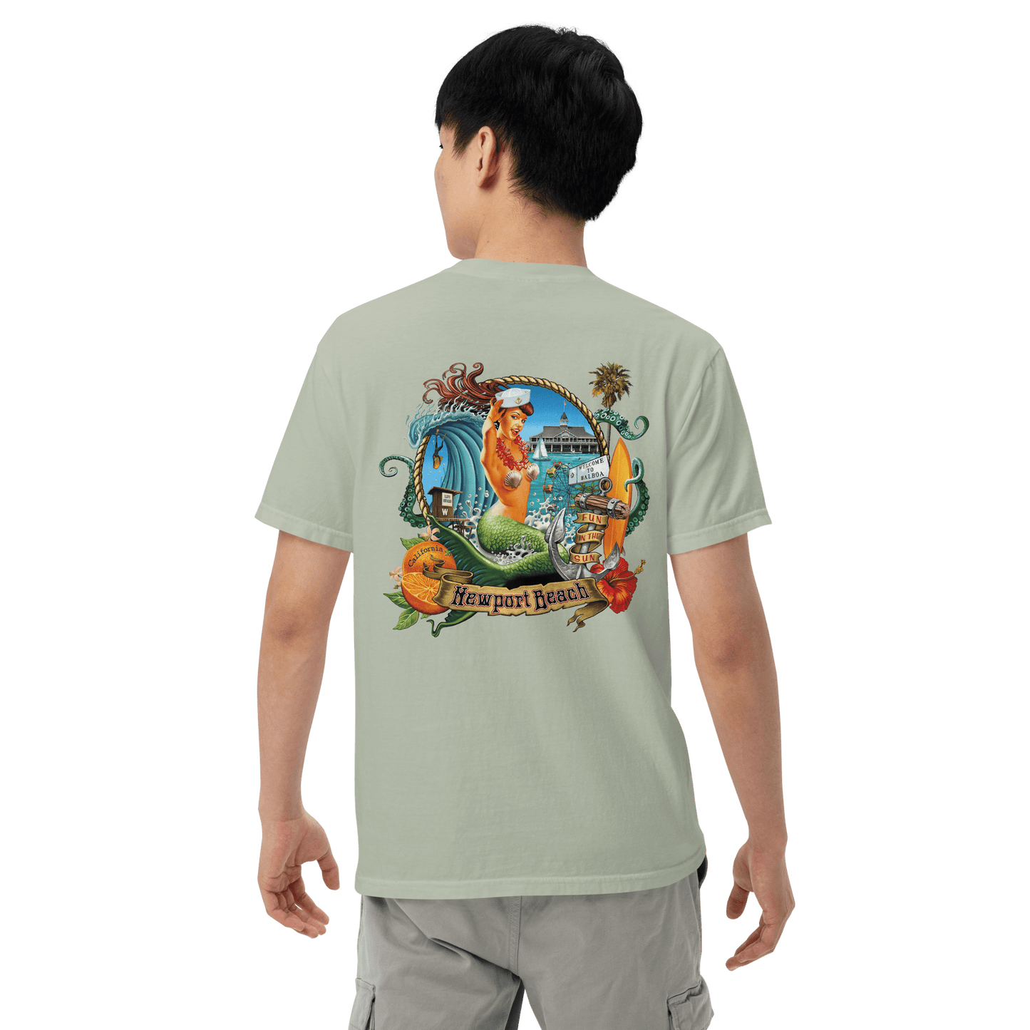 Newport Beach Garment - Dyed Heavyweight Surf T-Shirt - Unisex - Mooving Merch