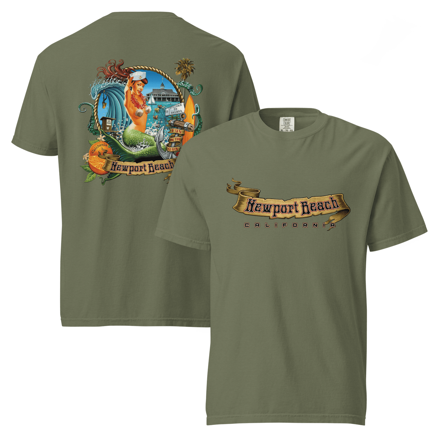 Newport Beach Garment - Dyed Heavyweight Surf T-Shirt - Unisex - Mooving Merch