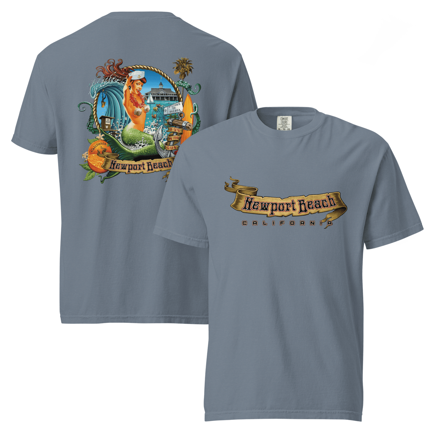 Newport Beach Garment - Dyed Heavyweight Surf T-Shirt - Unisex - Mooving Merch