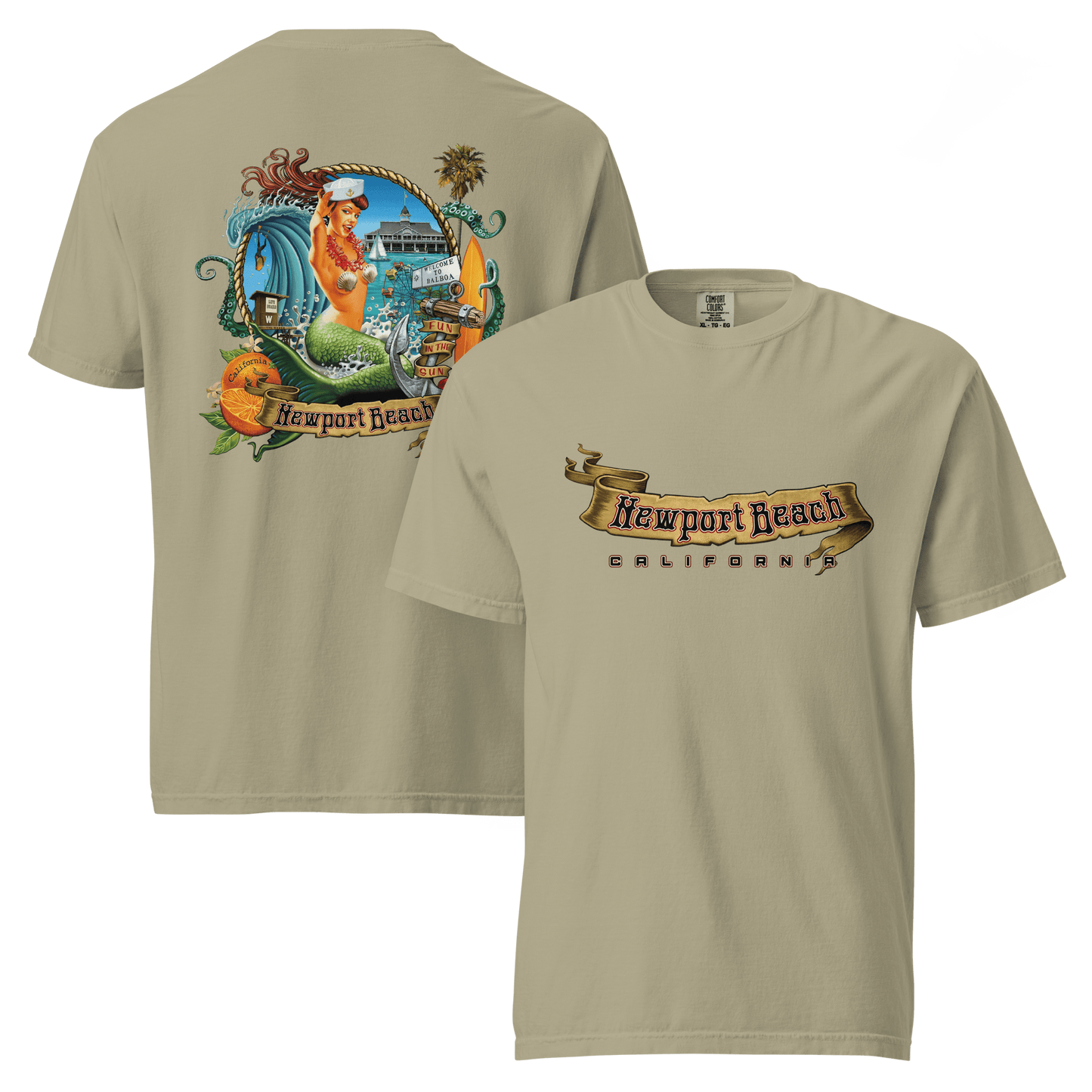 Newport Beach Garment - Dyed Heavyweight Surf T-Shirt - Unisex - Mooving Merch