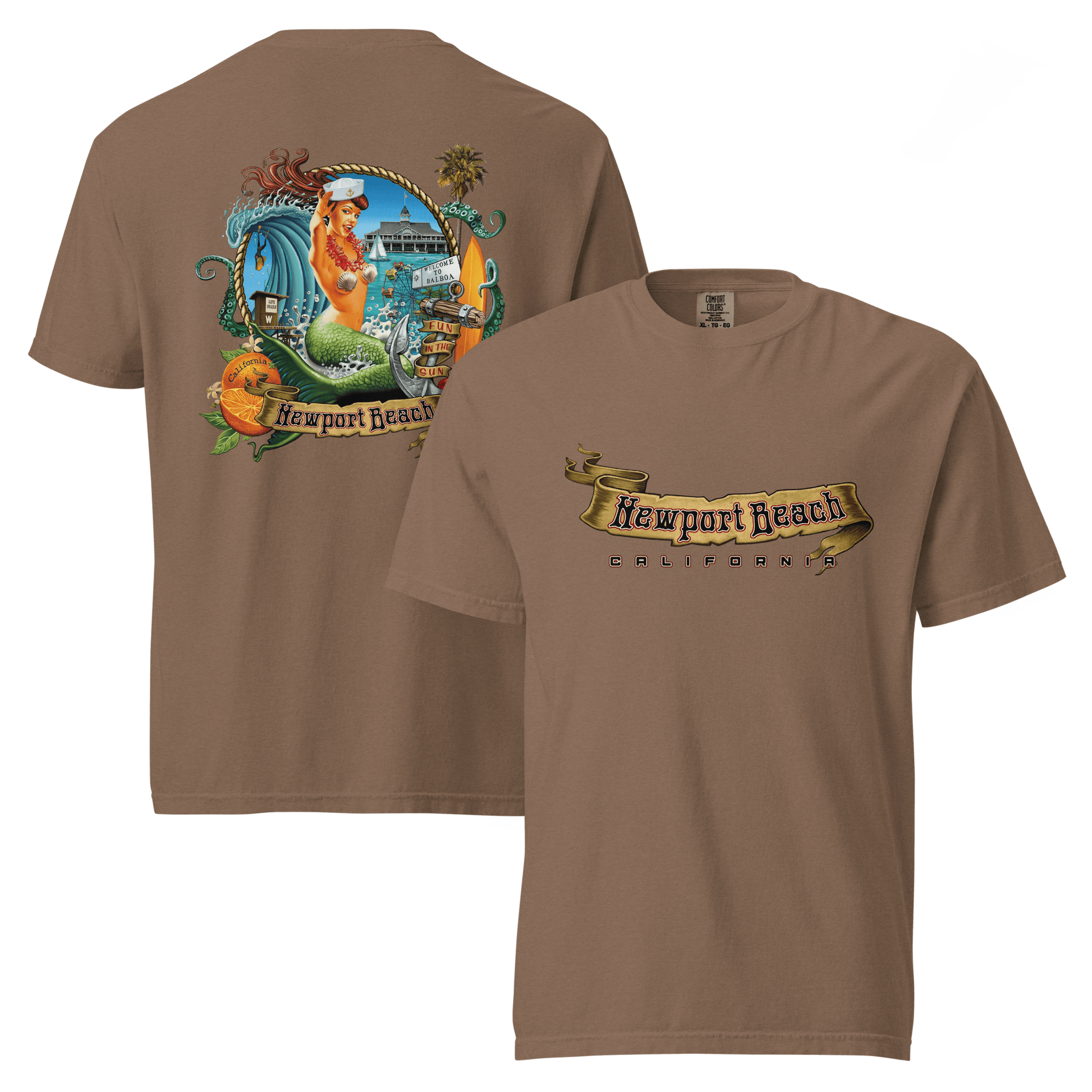 Newport Beach Garment - Dyed Heavyweight Surf T-Shirt - Unisex - Mooving Merch