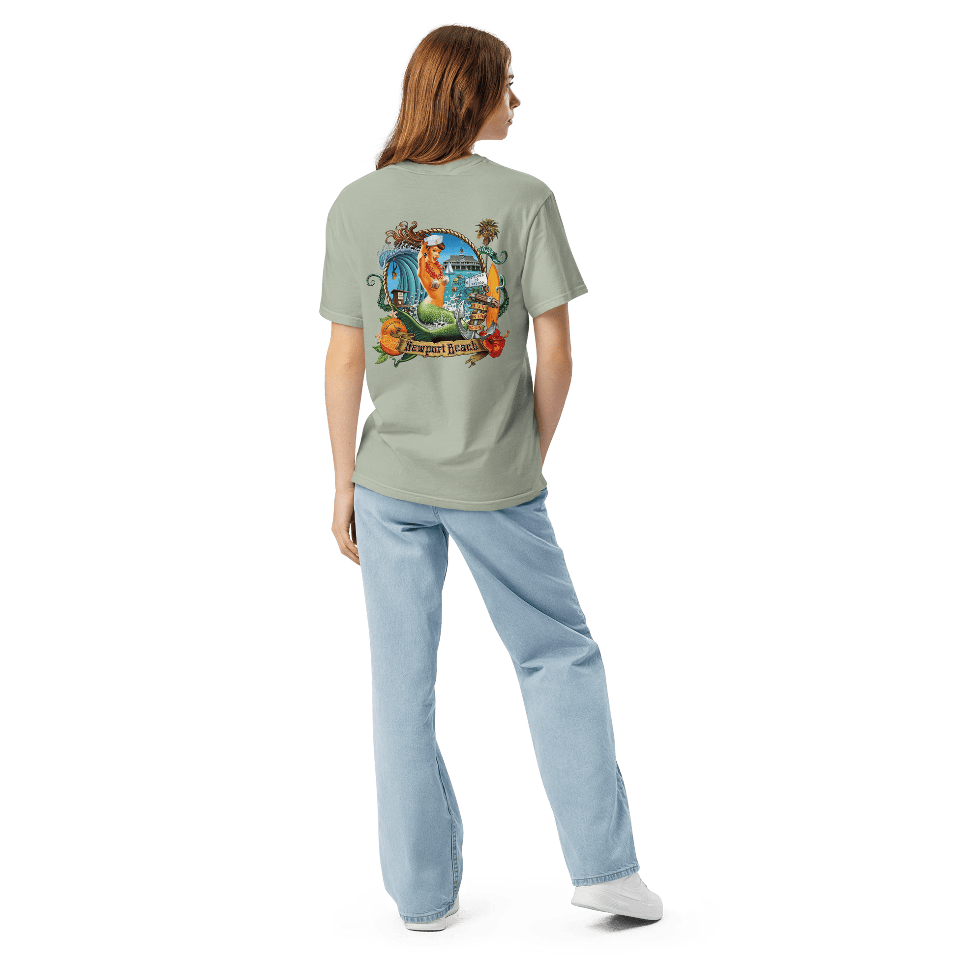 Newport Beach Garment - Dyed Heavyweight Surf T-Shirt - Unisex - Mooving Merch