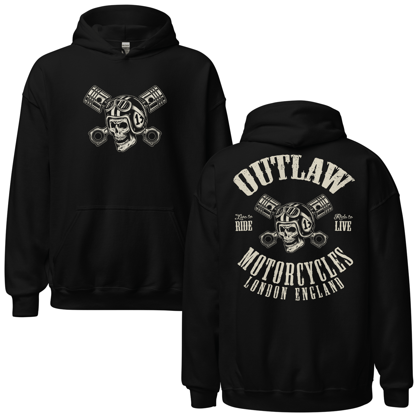 Outlaw Motorcycles London Biker Unisex Hoodie - 6 Colors - Mooving Merch