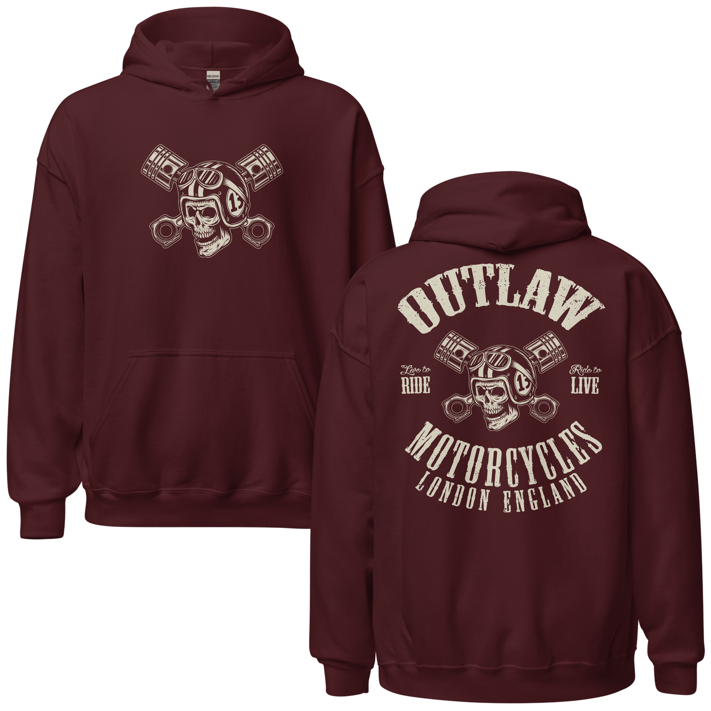 Outlaw Motorcycles London Biker Unisex Hoodie - 6 Colors - Mooving Merch