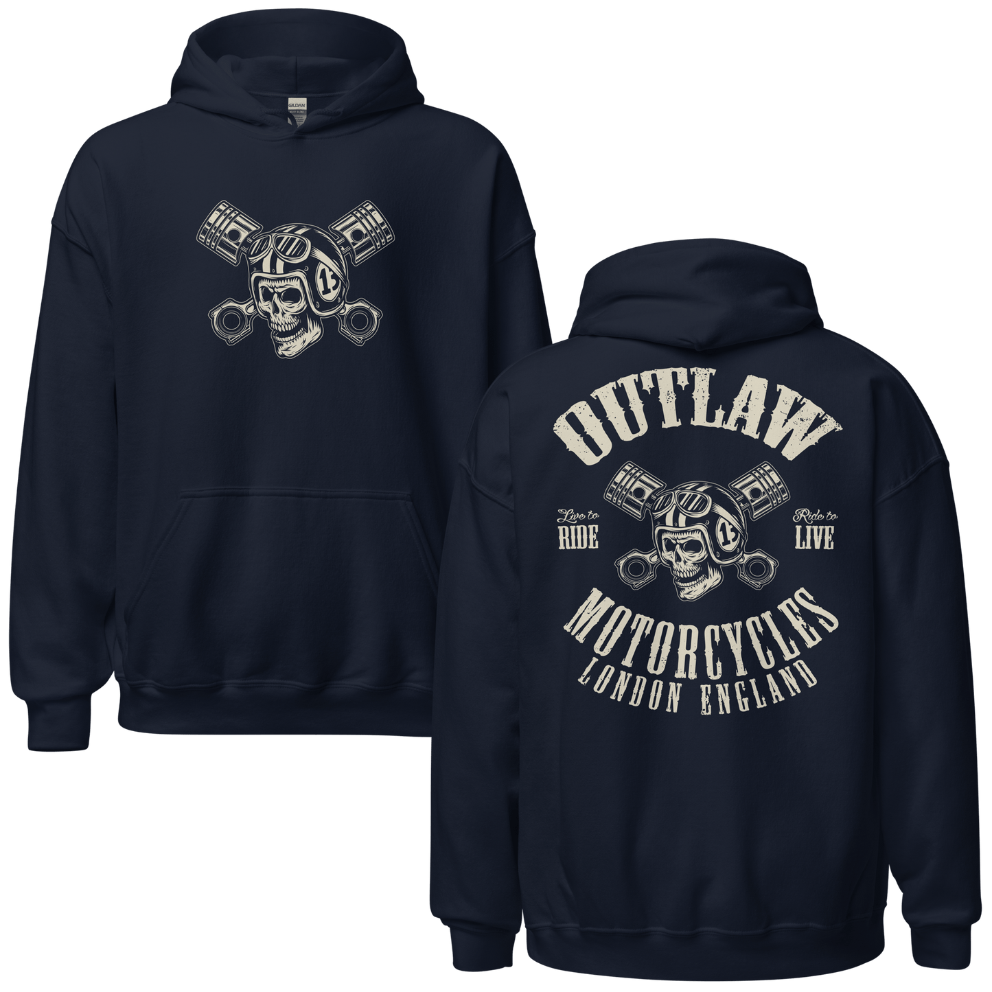 Outlaw Motorcycles London Biker Unisex Hoodie - 6 Colors - Mooving Merch