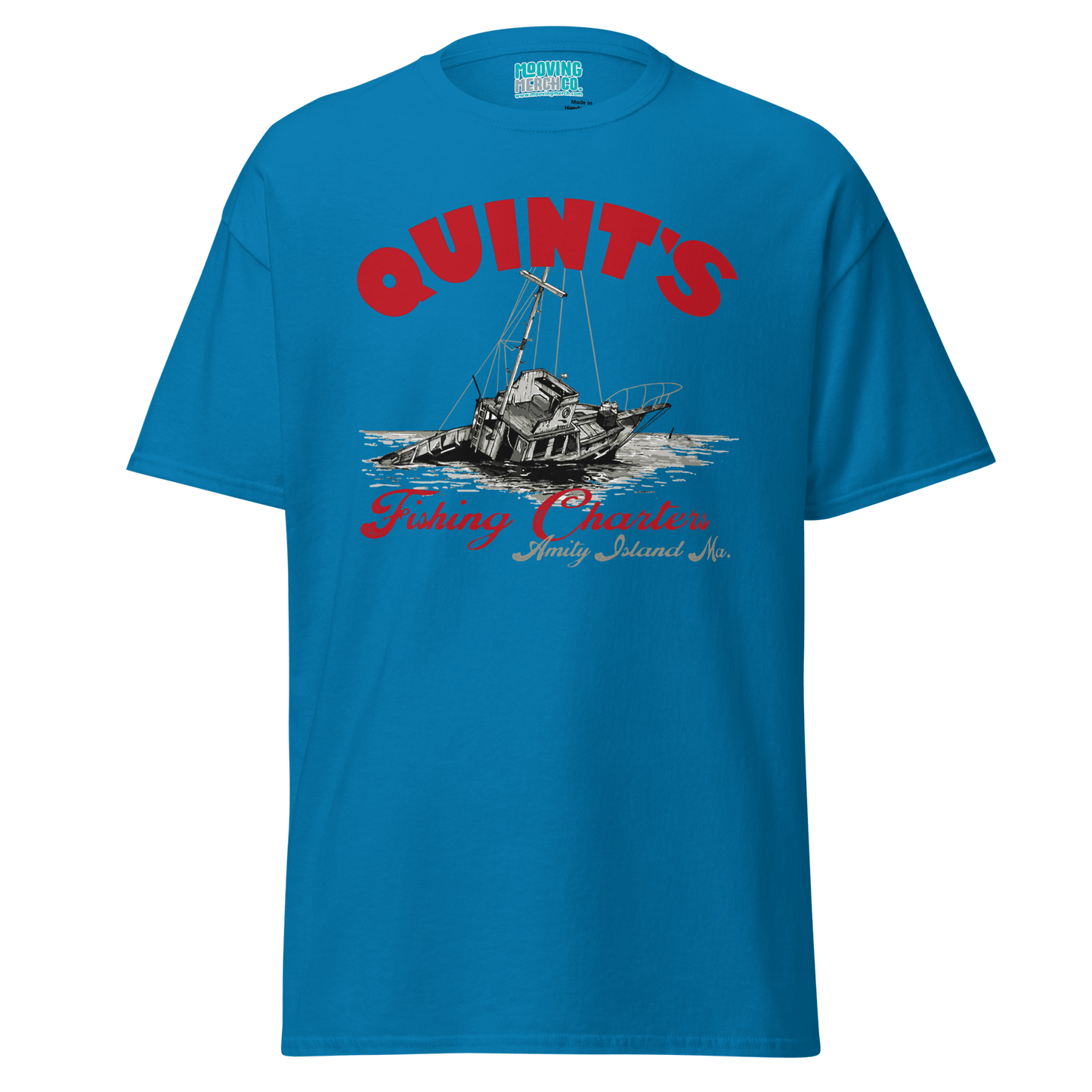 Quint's Fishing Charters Jaws Movie T-Shirt - 10 Colors - Unisex - Mooving Merch
