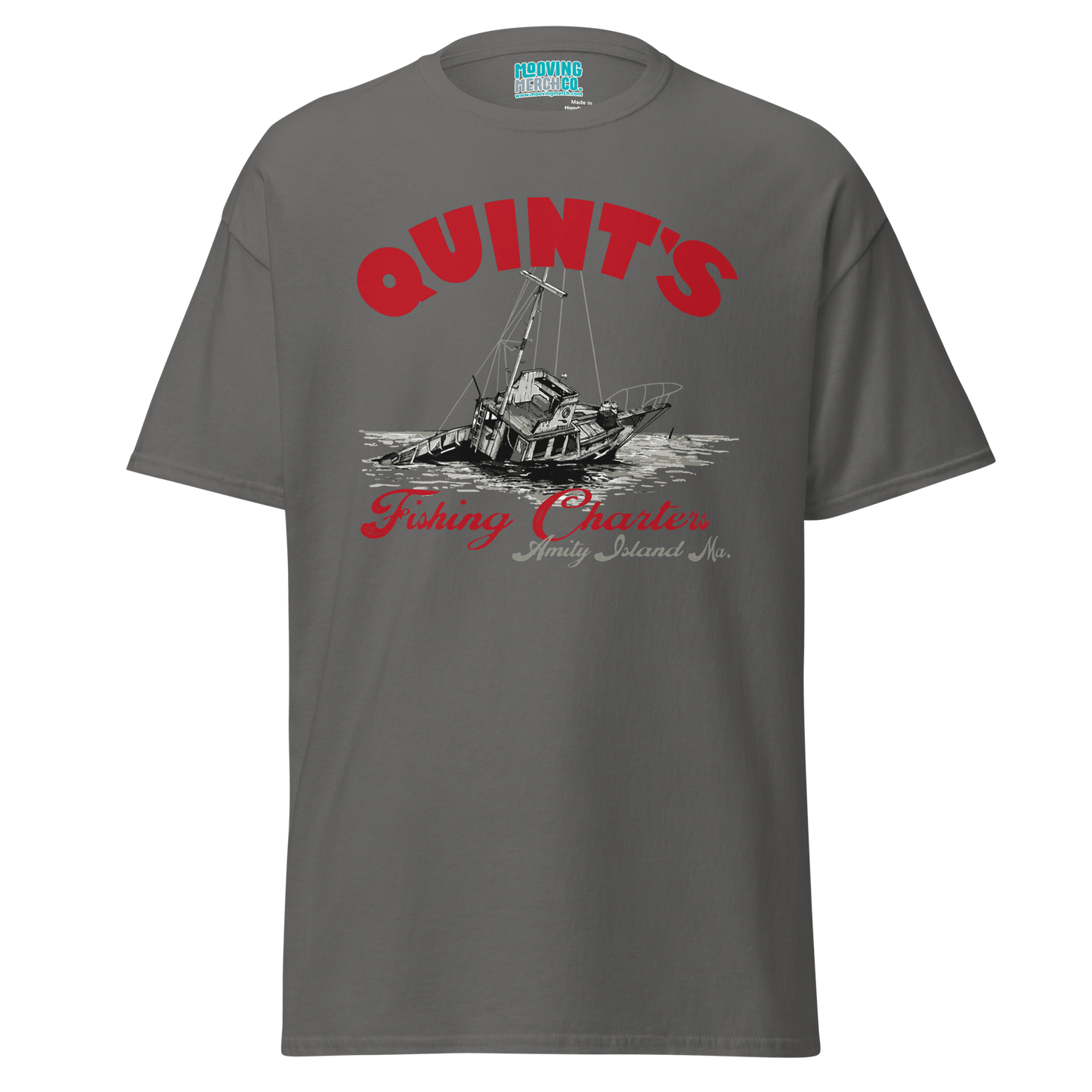 Quint's Fishing Charters Jaws Movie T-Shirt - 10 Colors - Unisex - Mooving Merch