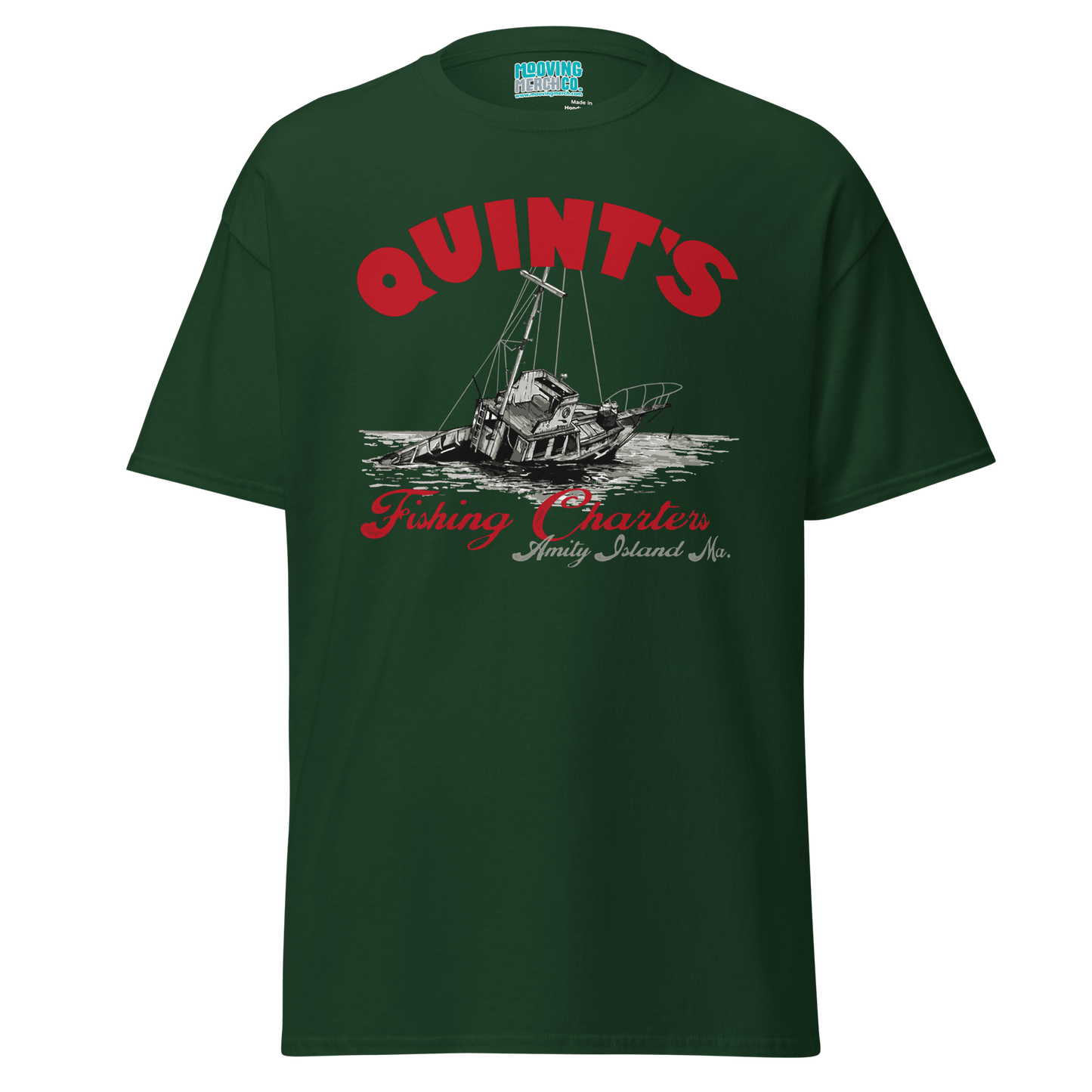 Quint's Fishing Charters Jaws Movie T-Shirt - 10 Colors - Unisex - Mooving Merch