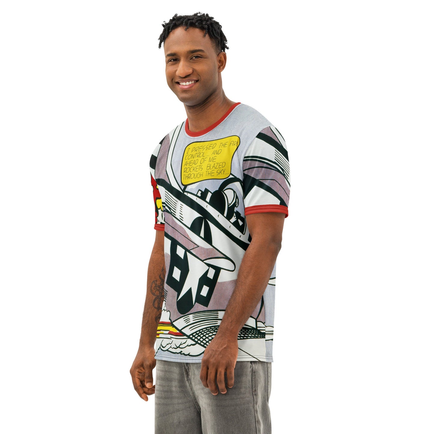 Roy Lichtenstein Whaam! Pop Art All - Over - Print COTTON T-Shirt - Men's - Mooving Merch