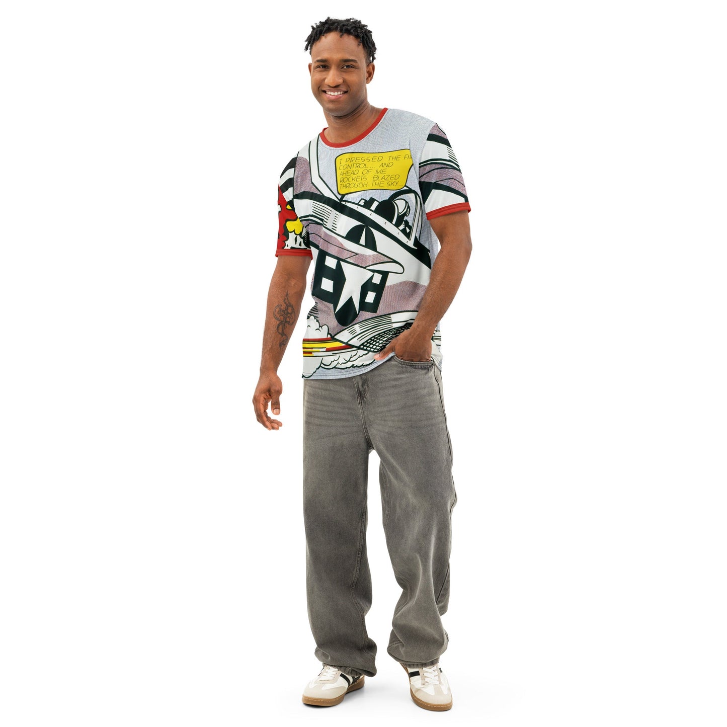 Roy Lichtenstein Whaam! Pop Art All - Over - Print COTTON T-Shirt - Men's - Mooving Merch