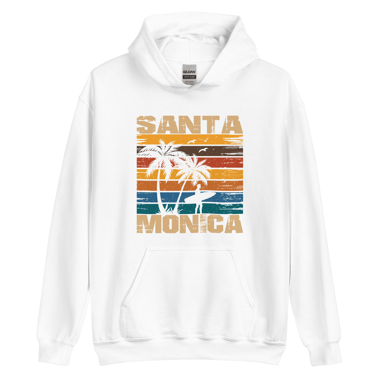 Santa Monica California Surf / Surfing Hoodie - 6 Colors - S to 5XL - Mooving Merch