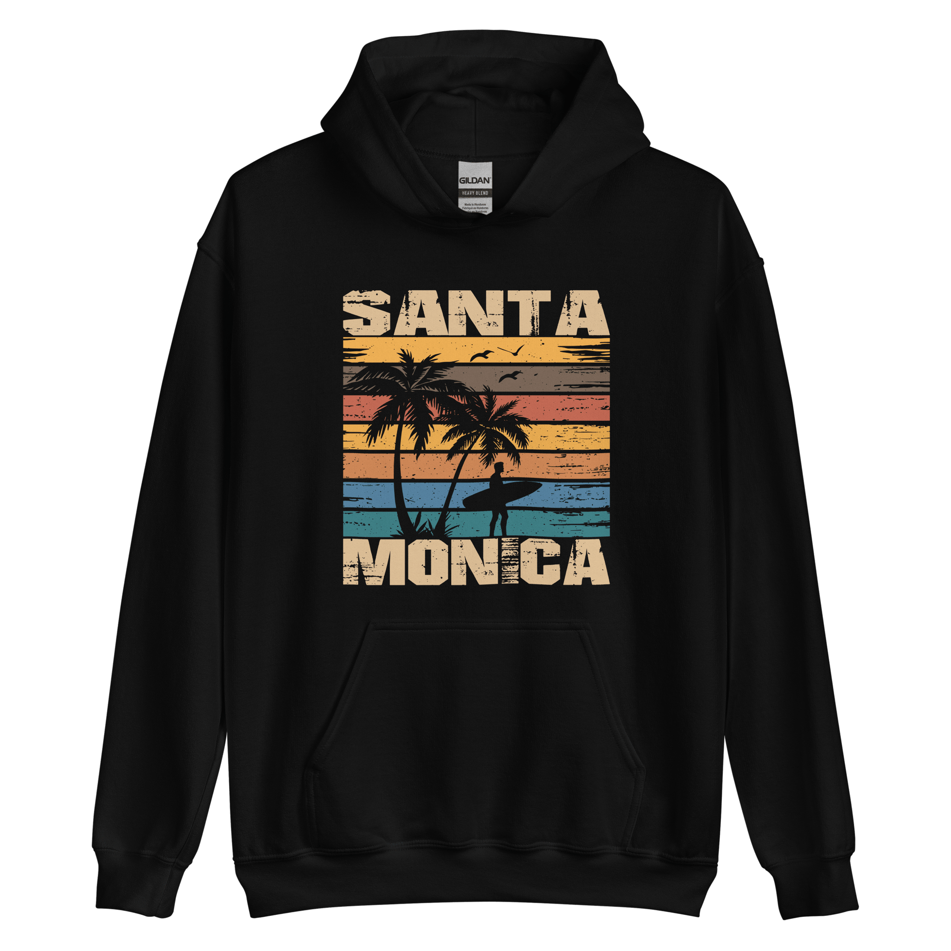 Santa Monica California Surf / Surfing Hoodie - 6 Colors - S to 5XL - Mooving Merch