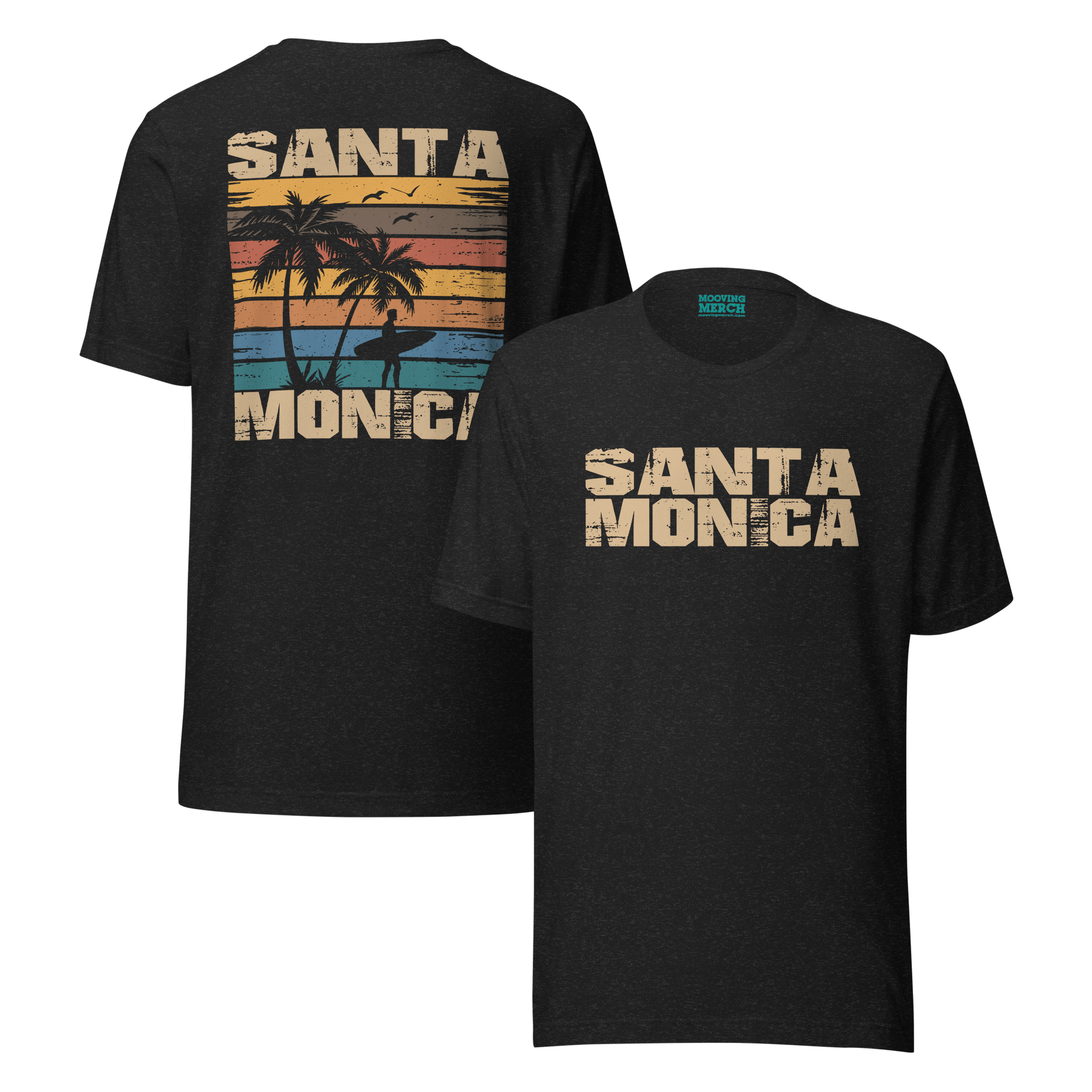 Santa Monica California Surf / Surfing T-Shirt - 9 Colors - XS to 4XL - Mooving Merch